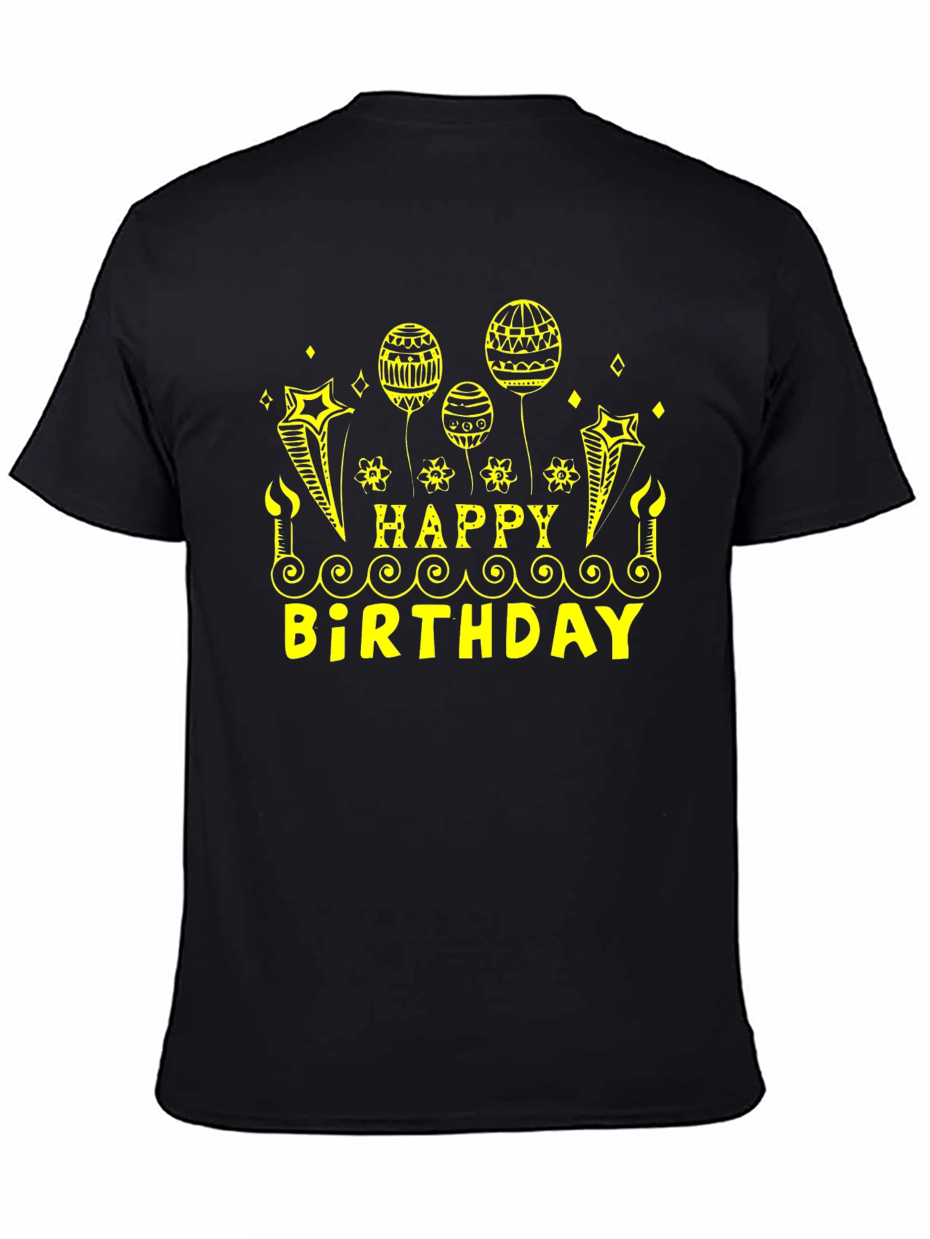 Black Happy Birthday Black T-Shirt view 4