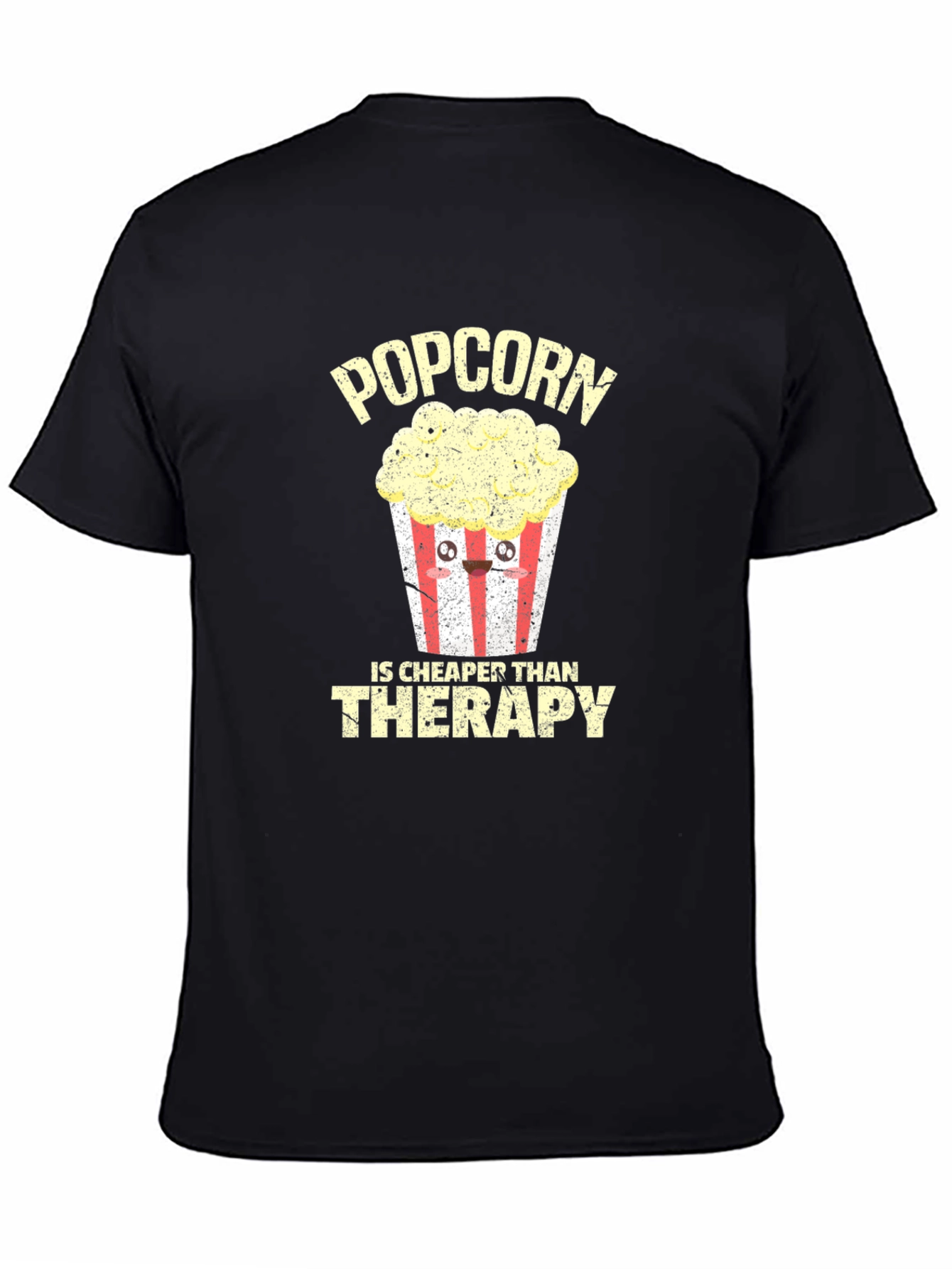 Black Popcorn Cheaper Than Therapy Graphic Tee view 4
