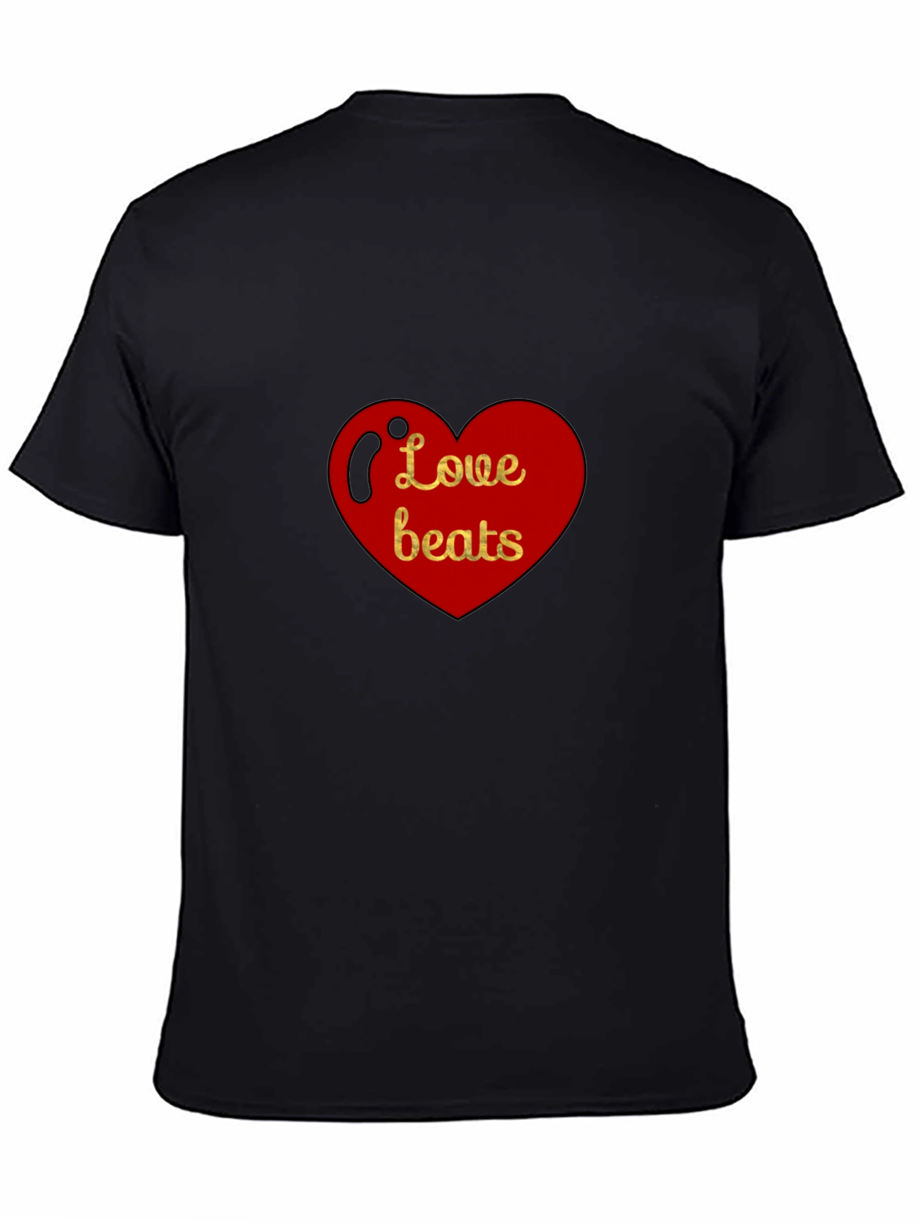 Black Love Beats Heart Graphic Black T-Shirt view 4