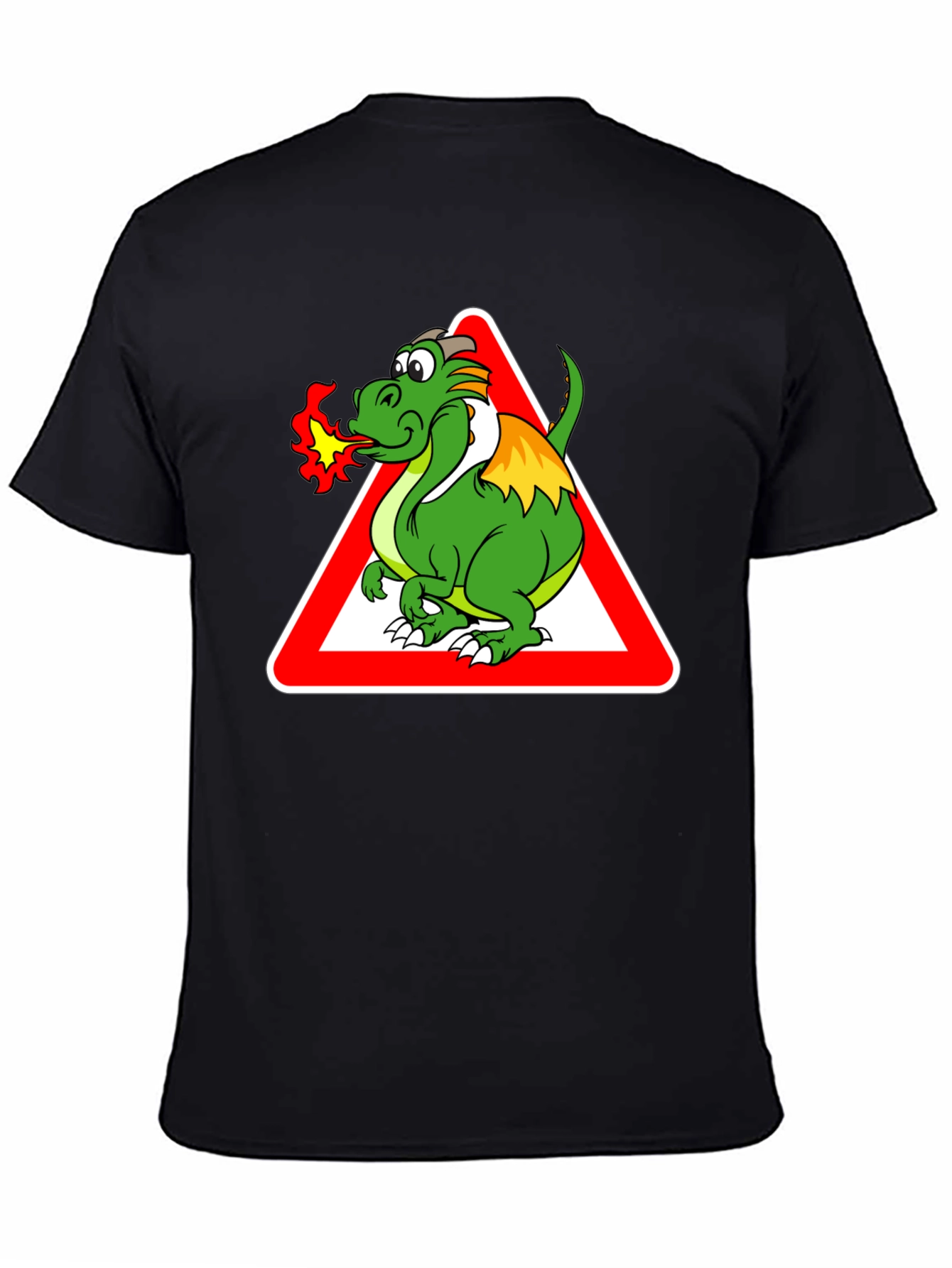 Black Dragon Warning Sign Graphic Tee - Black view 4