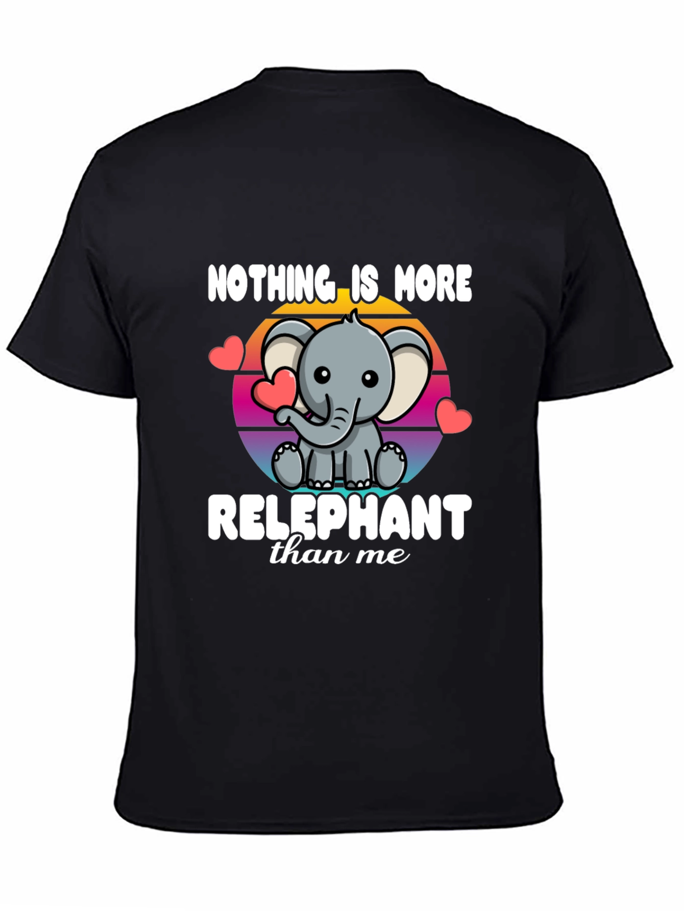 Black Relephant T-Shirt - Cute Elephant Design view 4