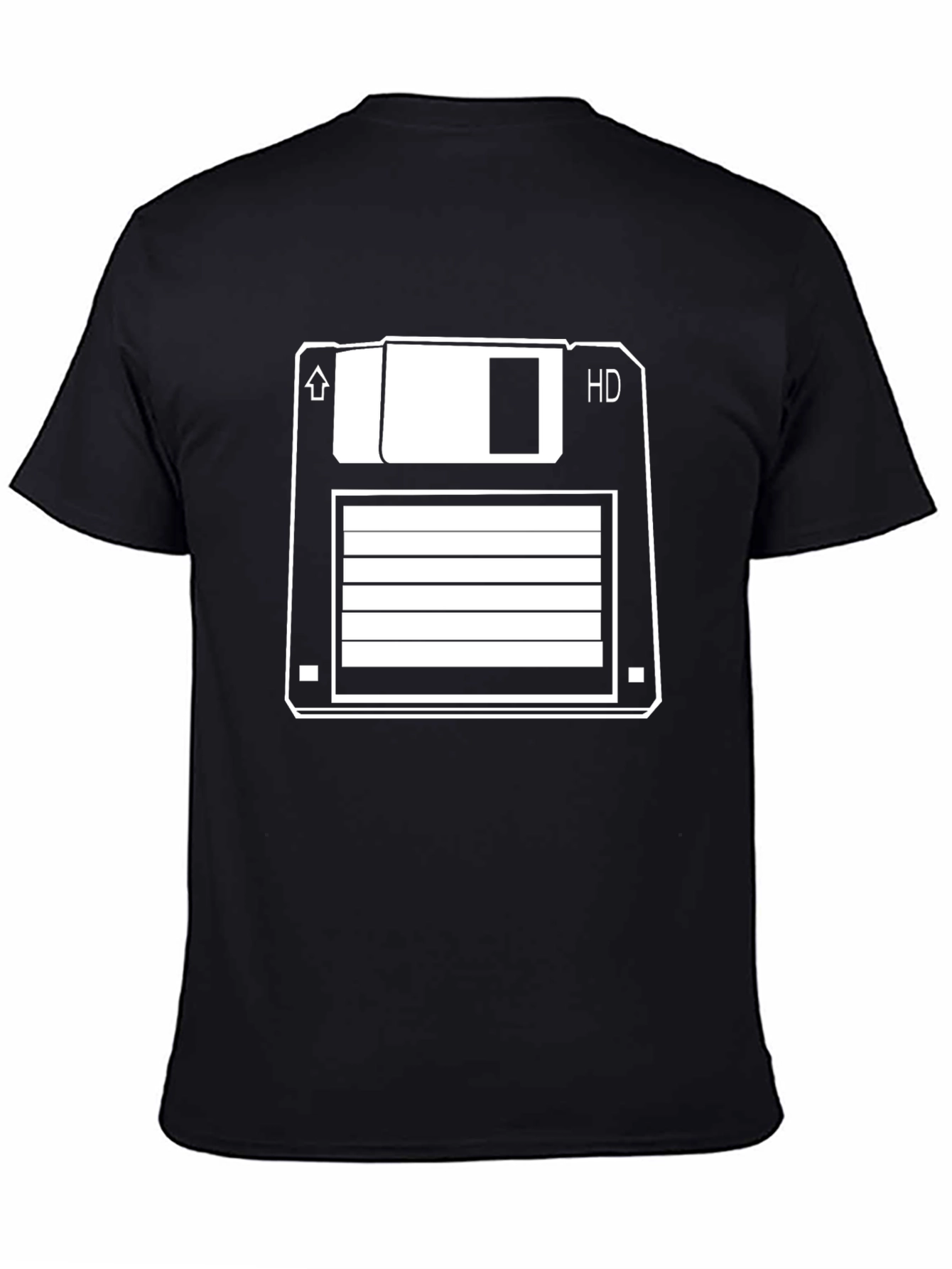 Black Retro Floppy Disk T-Shirt - Vintage Tech Style view 4