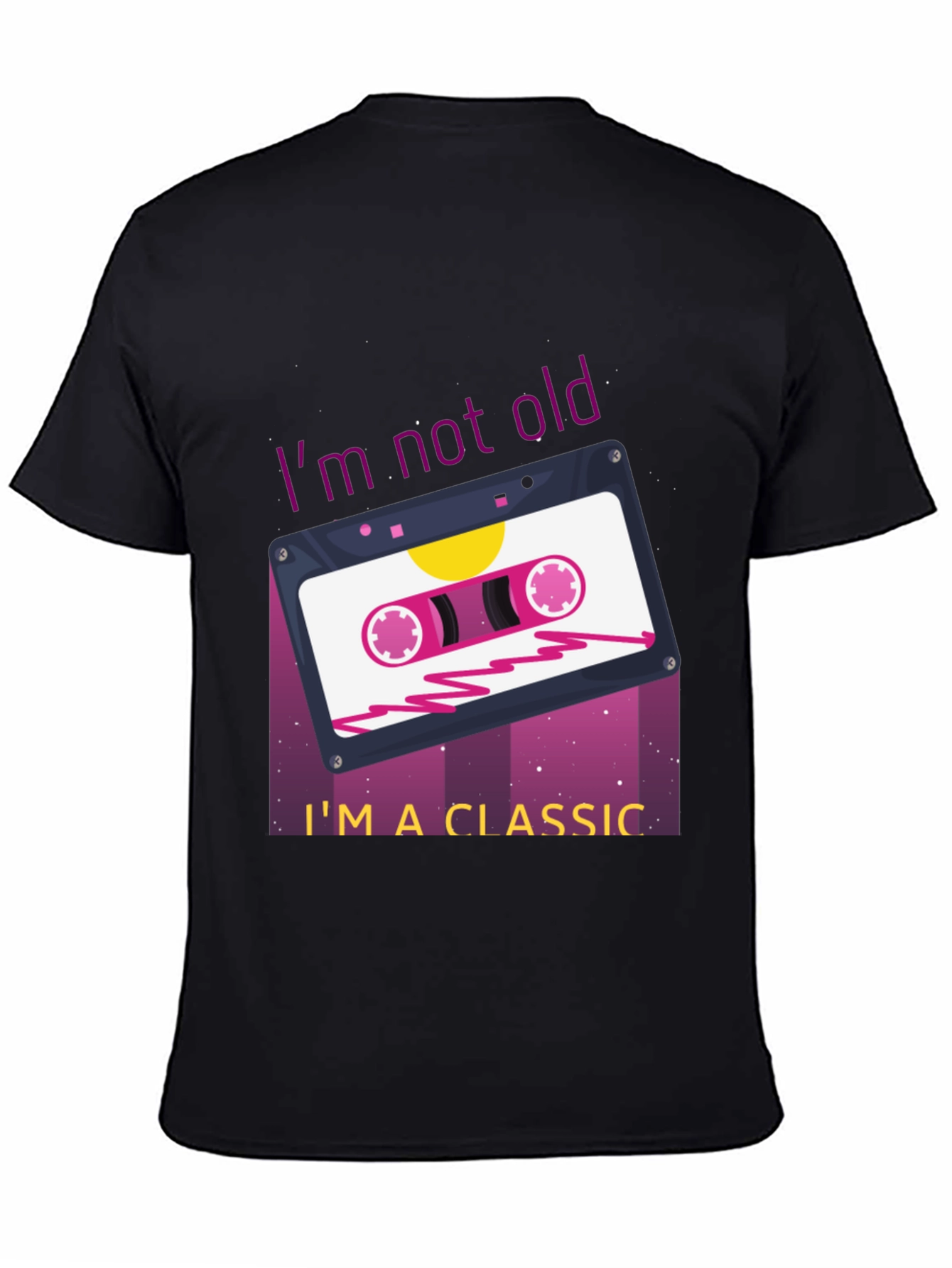 Black Retro Cassette Tape Graphic T-Shirt - "I'm Not Old, I'm a Classic" view 4