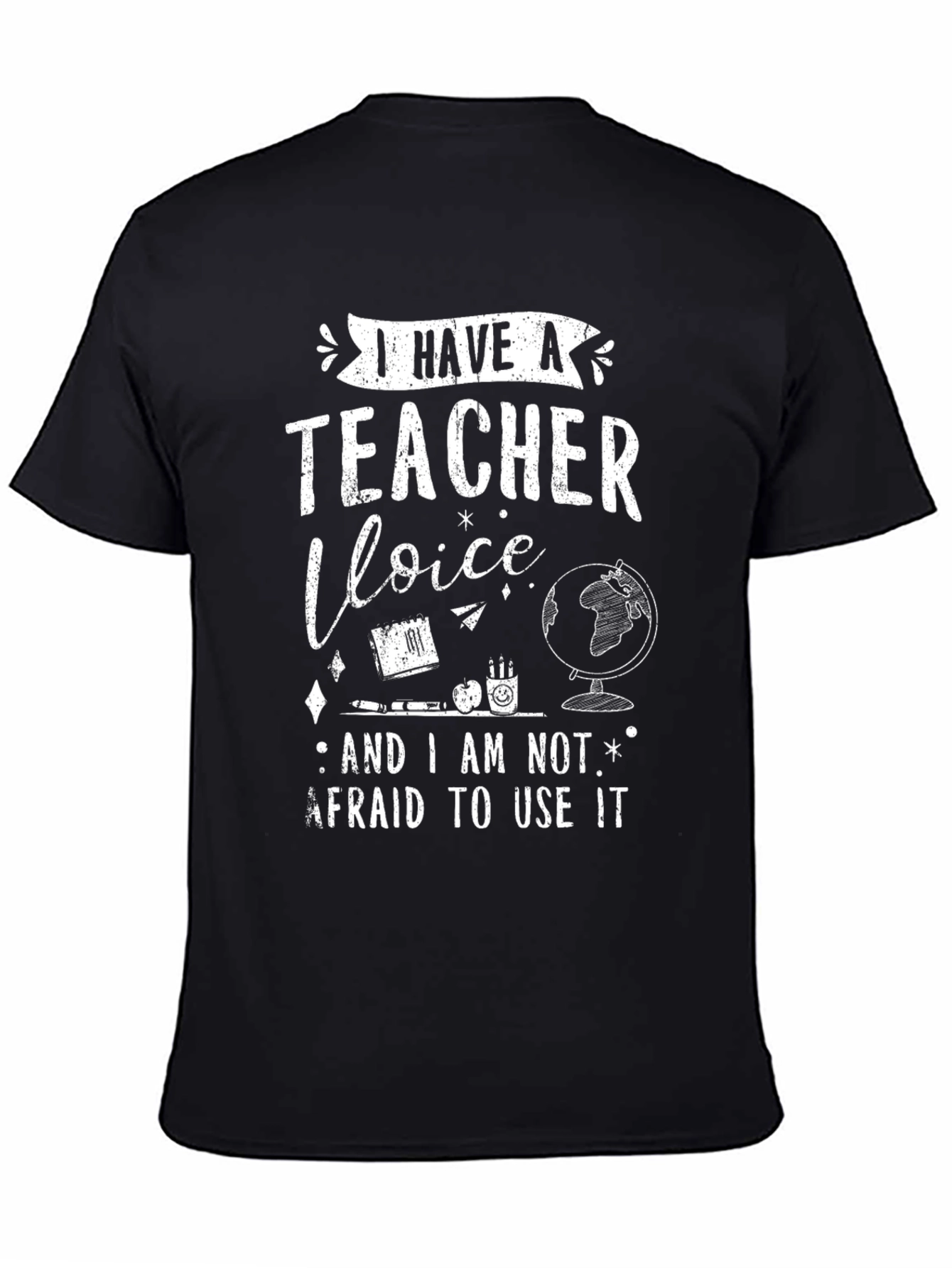 Black I Have A Teacher Voice Black Graphic Tee view 4
