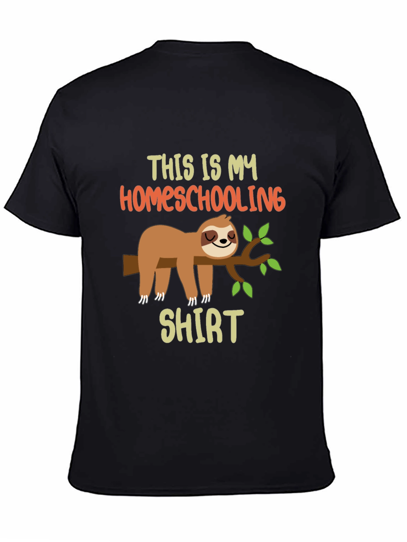 Black Homeschooling Sloth T-Shirt view 4