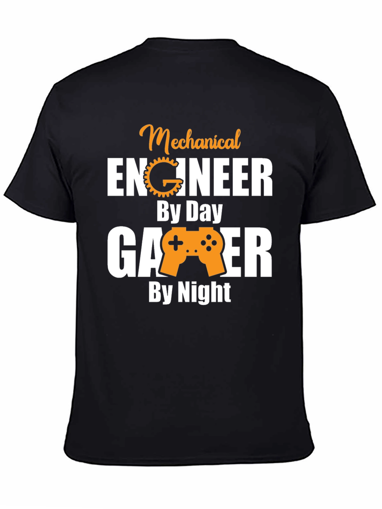 Black Mechanical Engineer Gamer T-Shirt - Black view 4