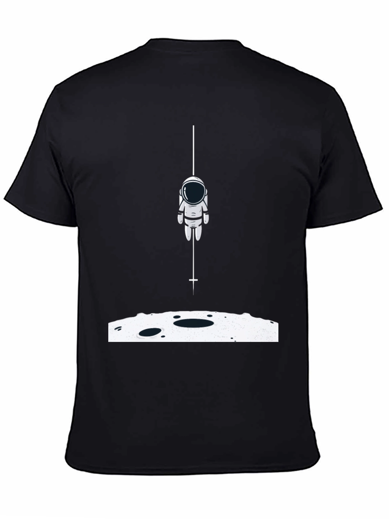Black Astronaut Landing Graphic Tee - Black Cotton Blend view 4