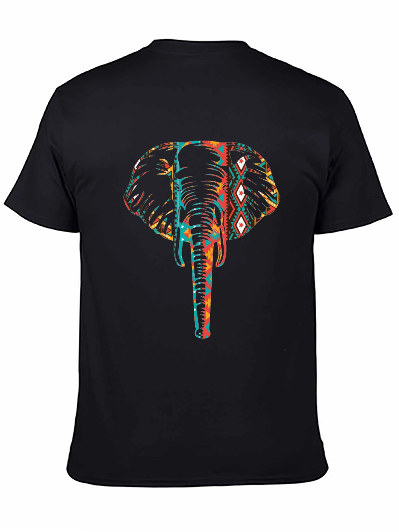 Black Elephant Tribal Design Graphic Tee view 4