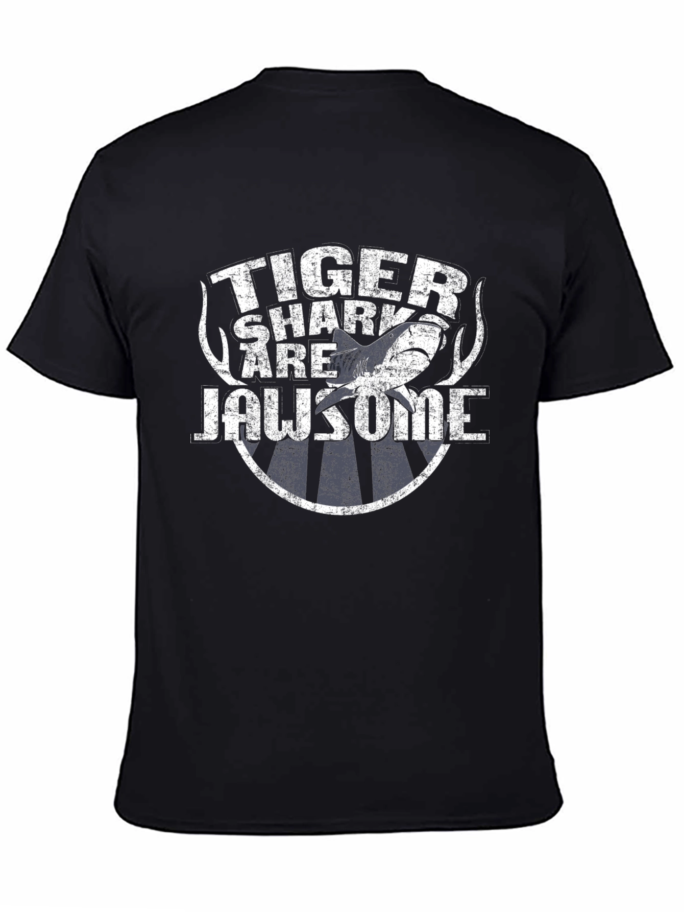 Black Tiger Shark Jawsome Graphic T-Shirt - Black view 4