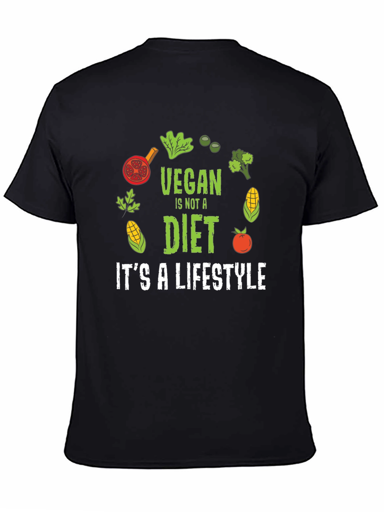 Black Vegan Lifestyle Graphic T-Shirt - Black view 4