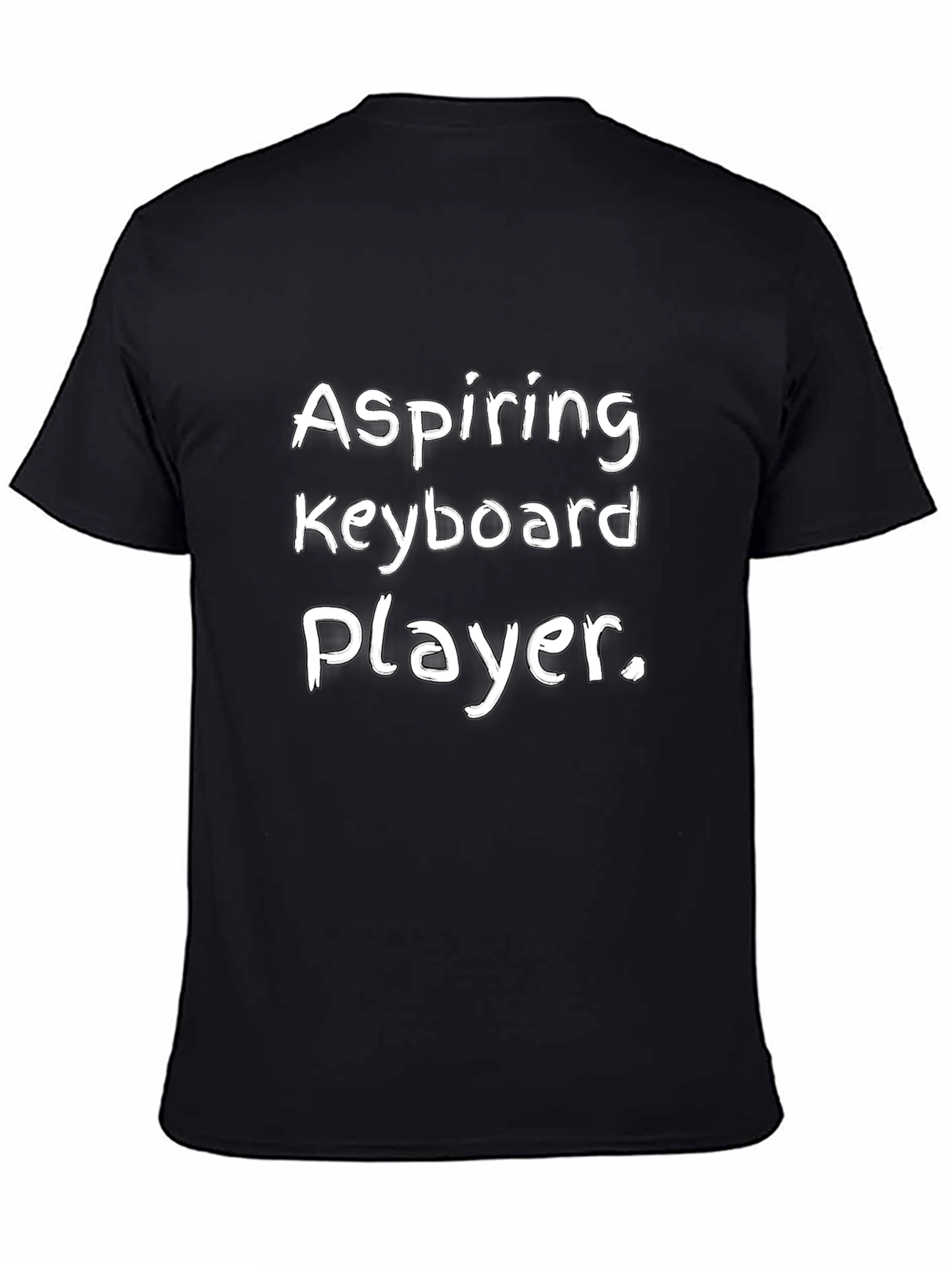 Black Aspiring Keyboard Player Black T-Shirt - Music Lover Tee view 4
