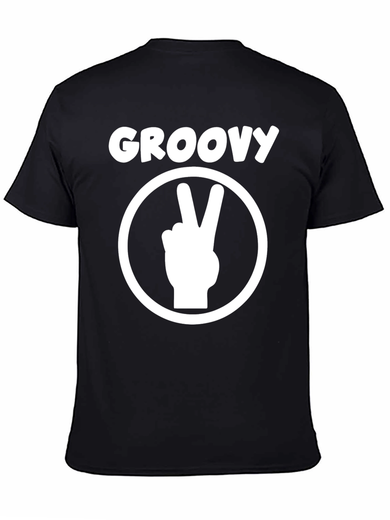 Black Groovy Peace Sign T-Shirt - Retro Style view 4