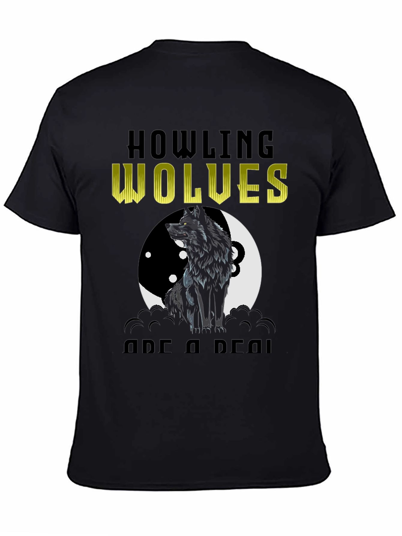 Black Howling Wolves Graphic Tee - Black T-Shirt view 4
