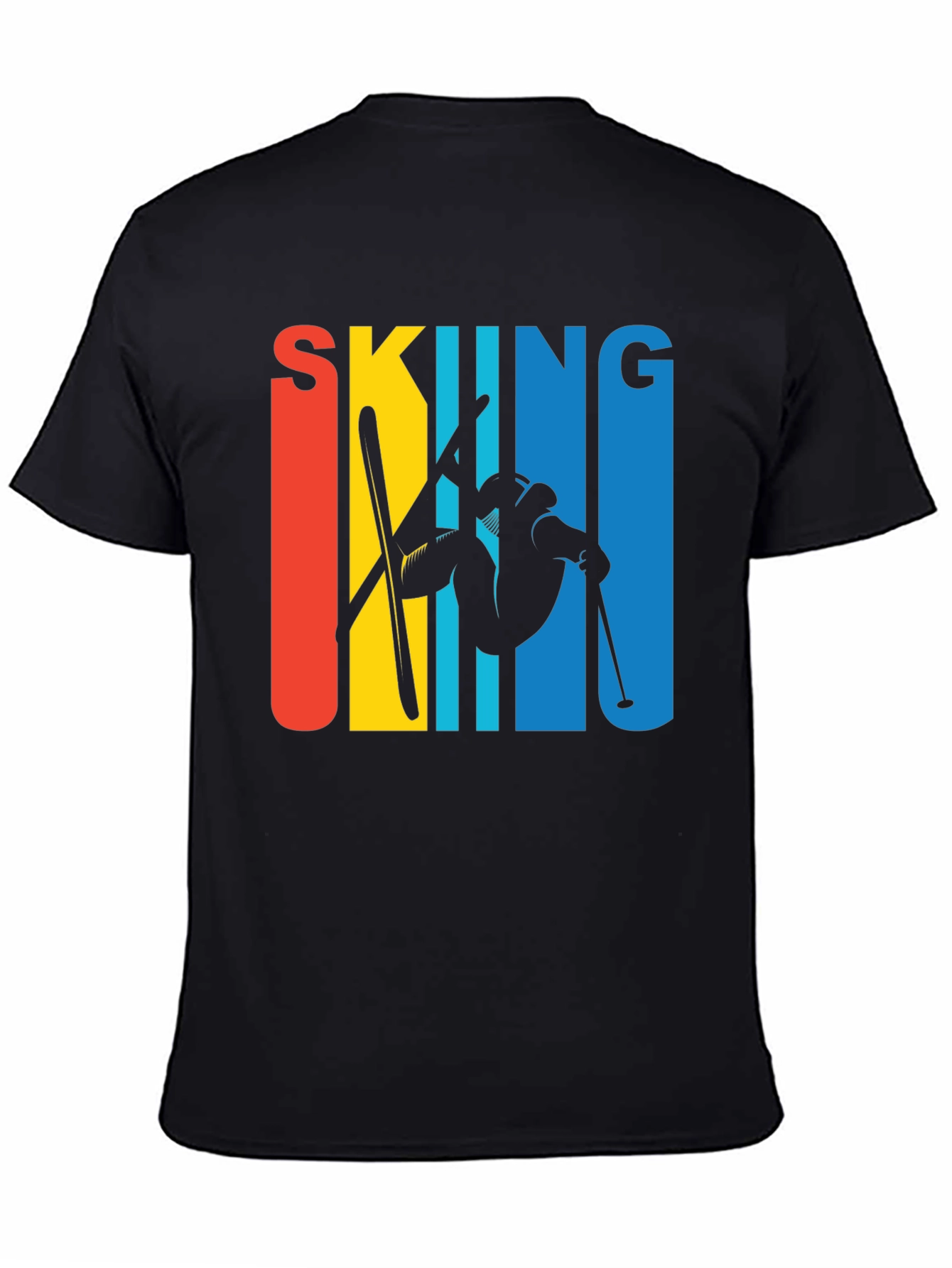 Black Retro Skiing Graphic Tee - Black Unisex T-Shirt view 4