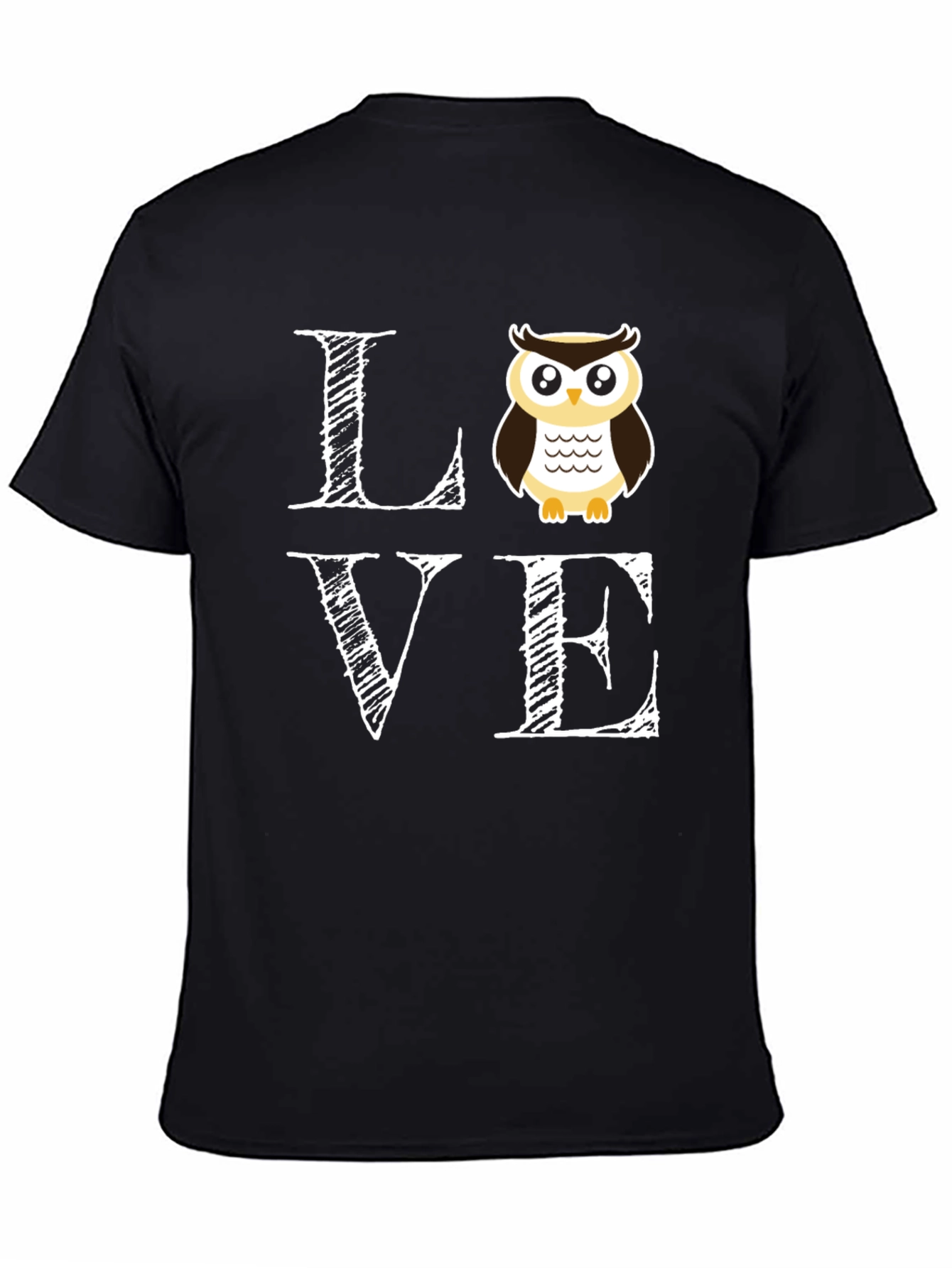 Black Owl Love T-Shirt - Cute Graphic Tee view 4