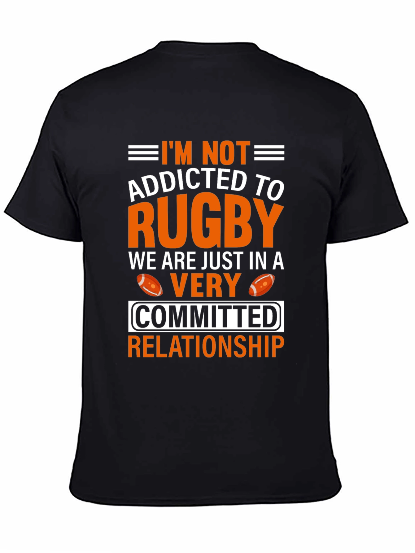 Black Rugby Addict Graphic T-Shirt - Sports Fan Apparel view 4