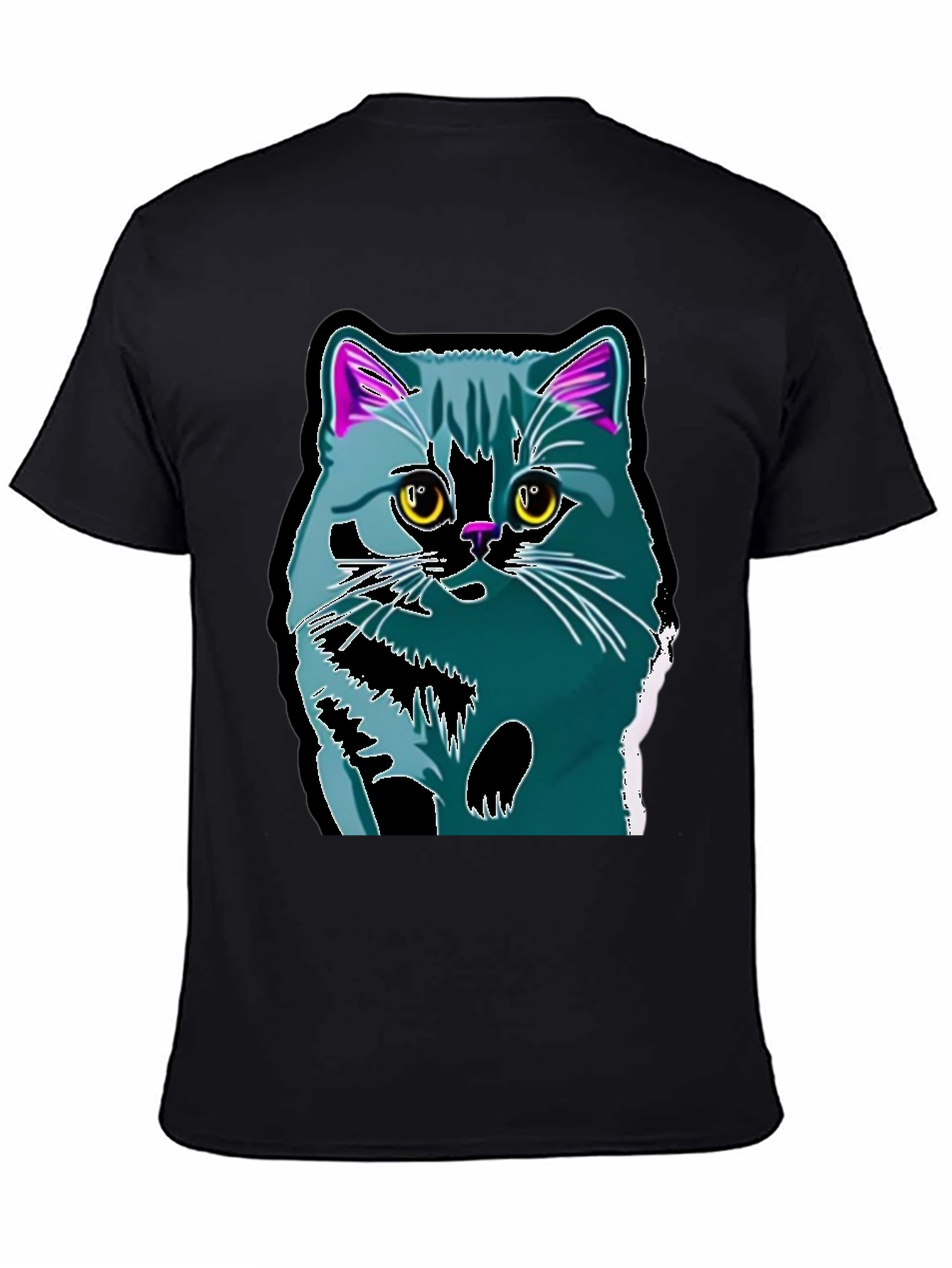 Black Cool Cat Graphic Tee - Men's Black T-Shirt view 4