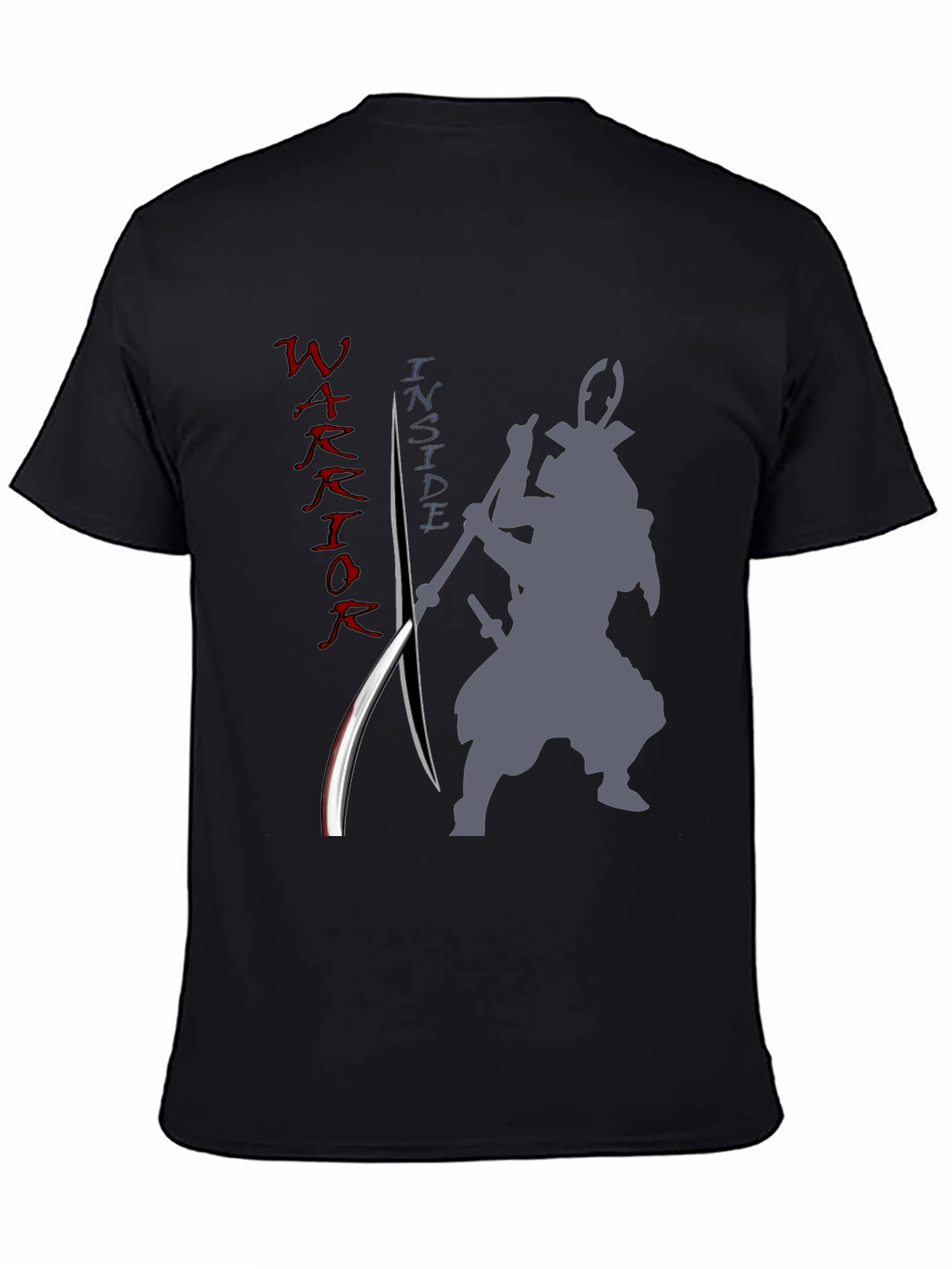 Black Warrior Inside Men's Graphic Tee - Samurai Design view 4
