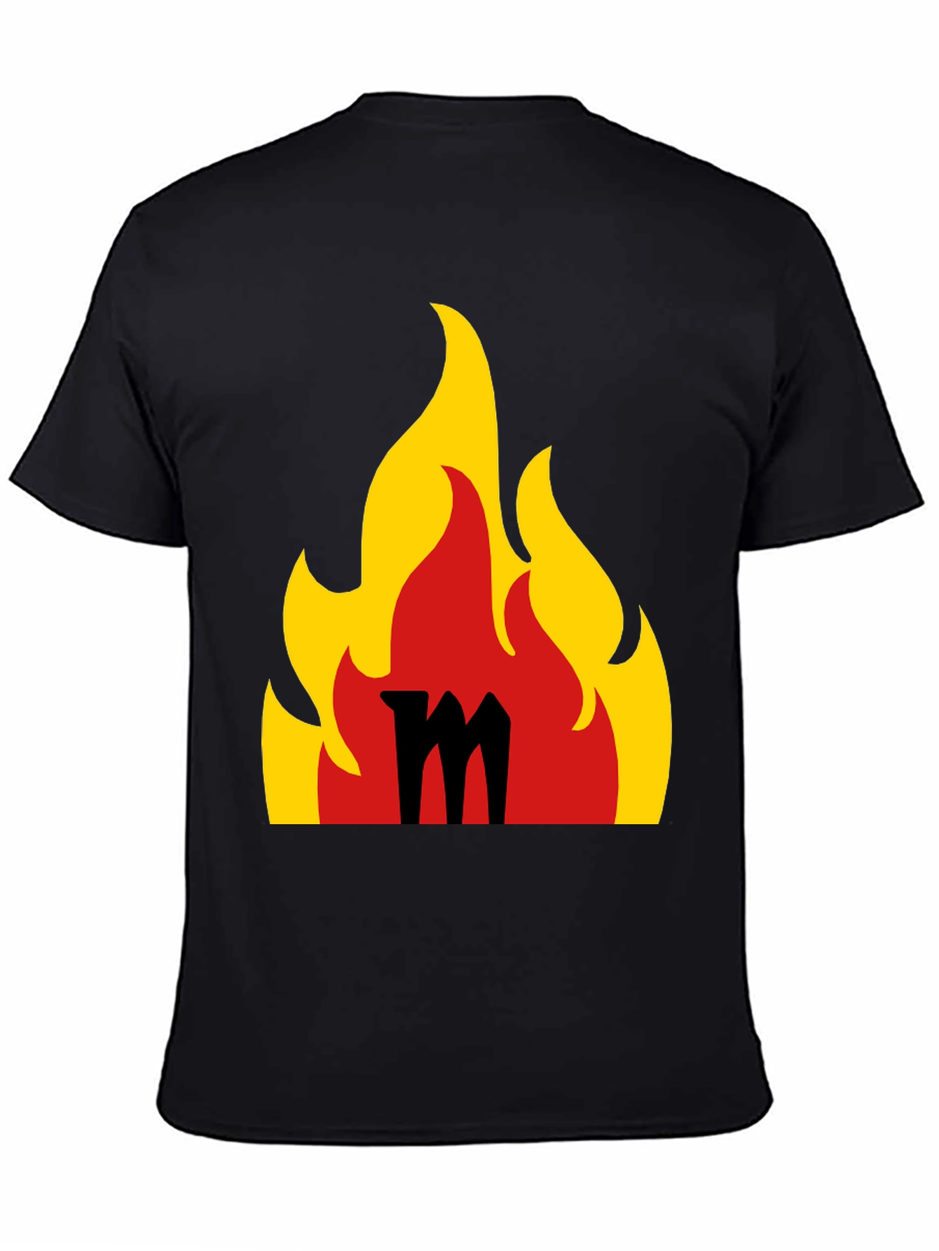 Black Flaming M Graphic Tee - Bold Black T-Shirt view 4