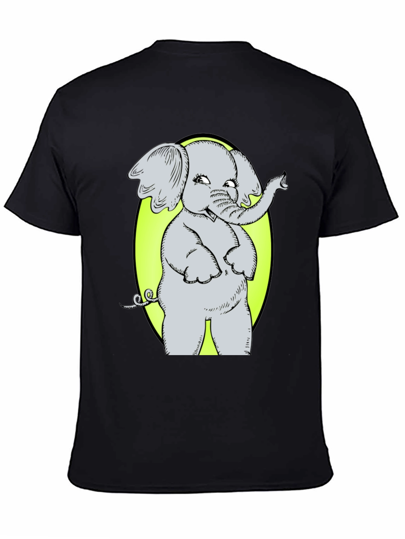 Black Elephant Graphic Tee - Cute Cartoon Design view 4