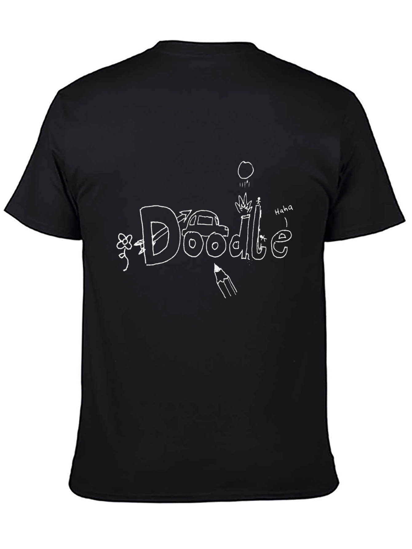 Black Doodle Art Tee - Quirky Casual Style view 4