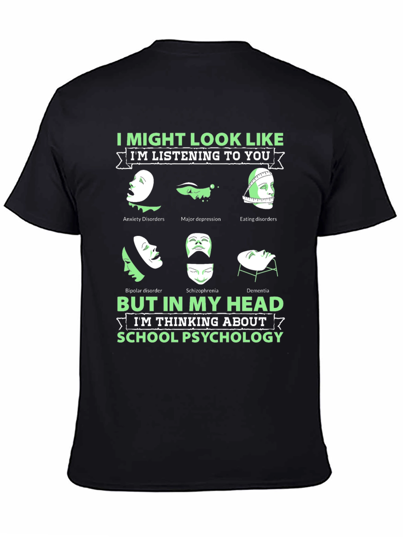 Black School Psychology Mental Health T-Shirt view 4