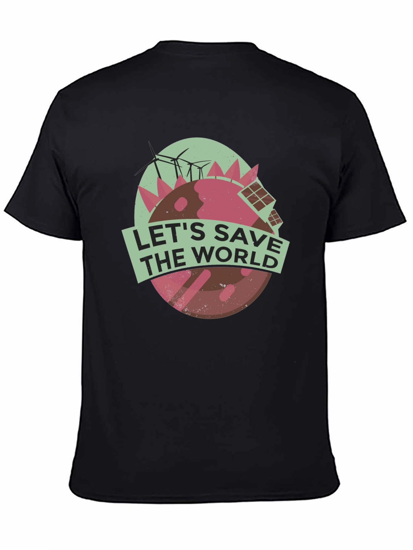 Black Eco-Friendly Earth Tee: Let's Save The World T-Shirt view 4