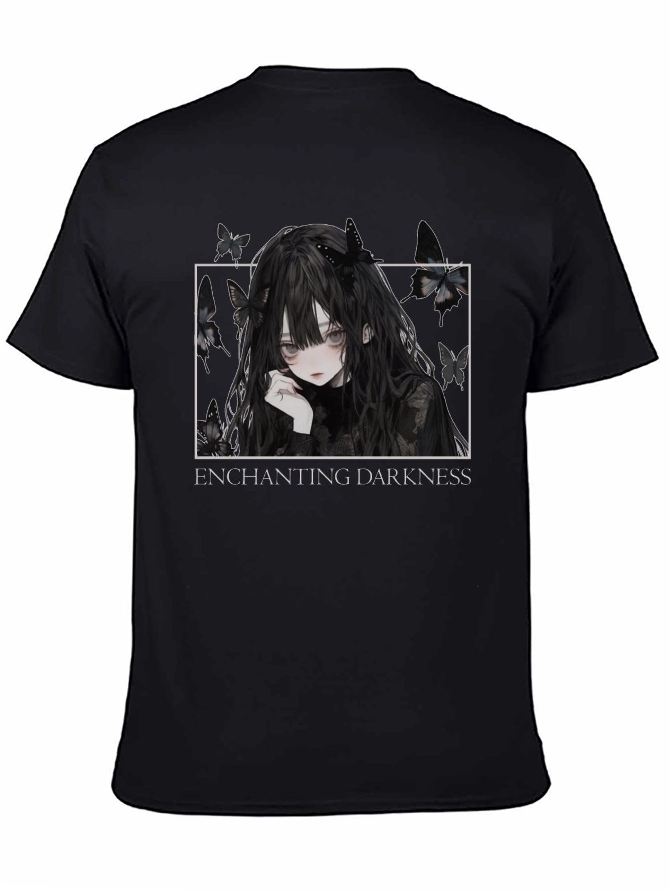 Black Enchanting Darkness Anime Girl Graphic Tee - Black view 4