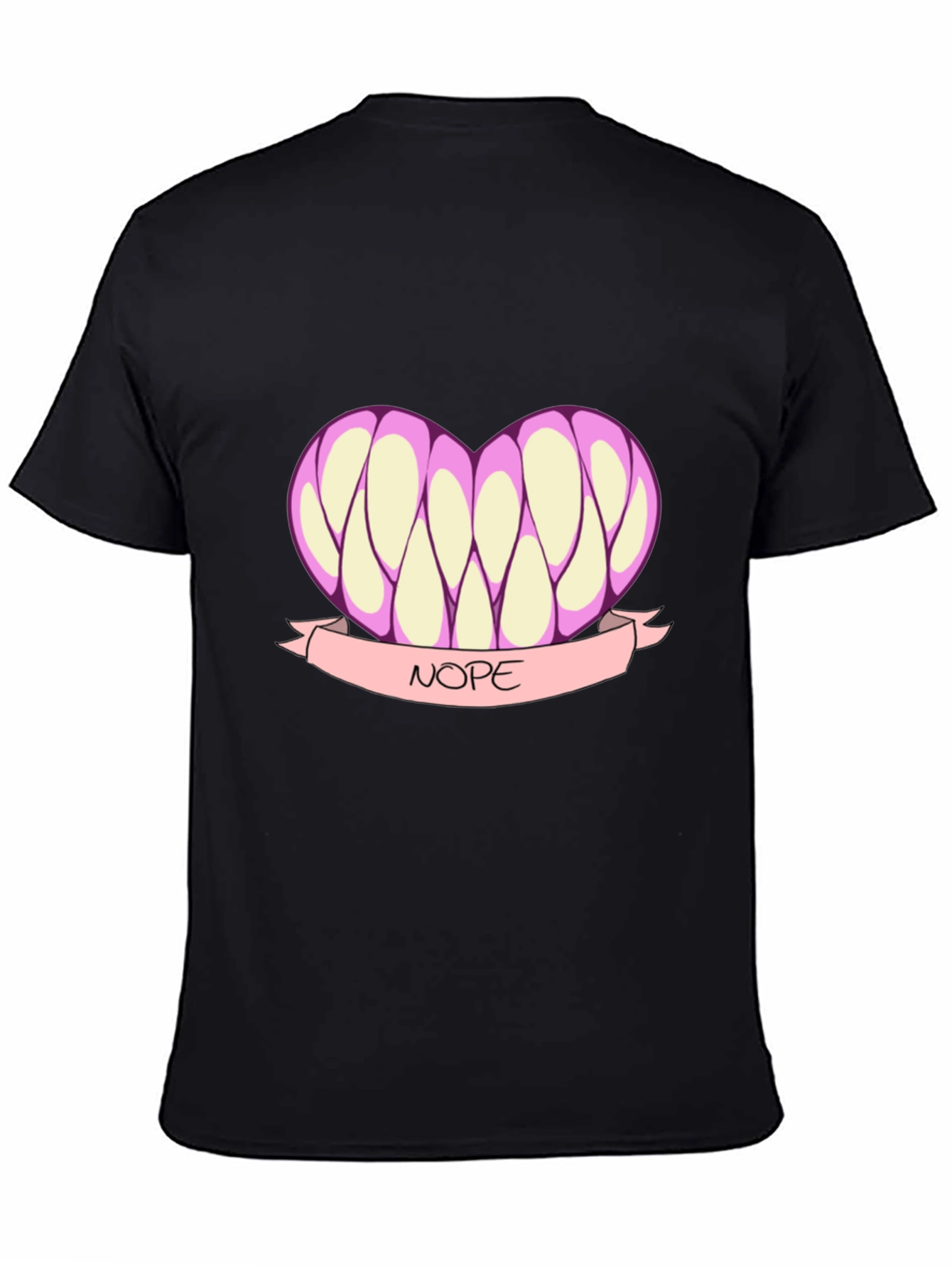 Black Nope Heart T-Shirt - Funny Graphic Tee view 4