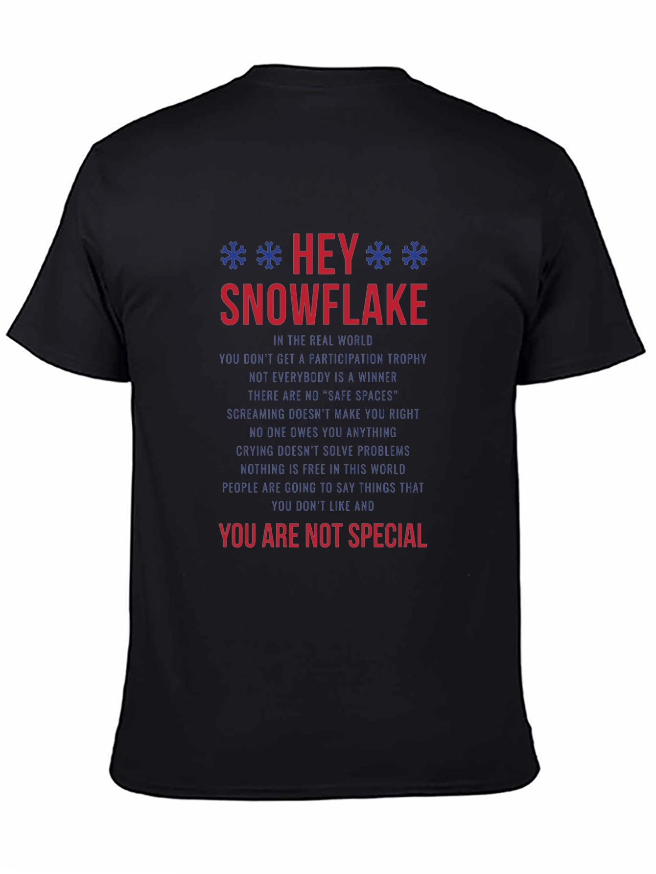 Black HEY SNOWFLAKE Graphic Tee - Bold Statement T-Shirt view 4