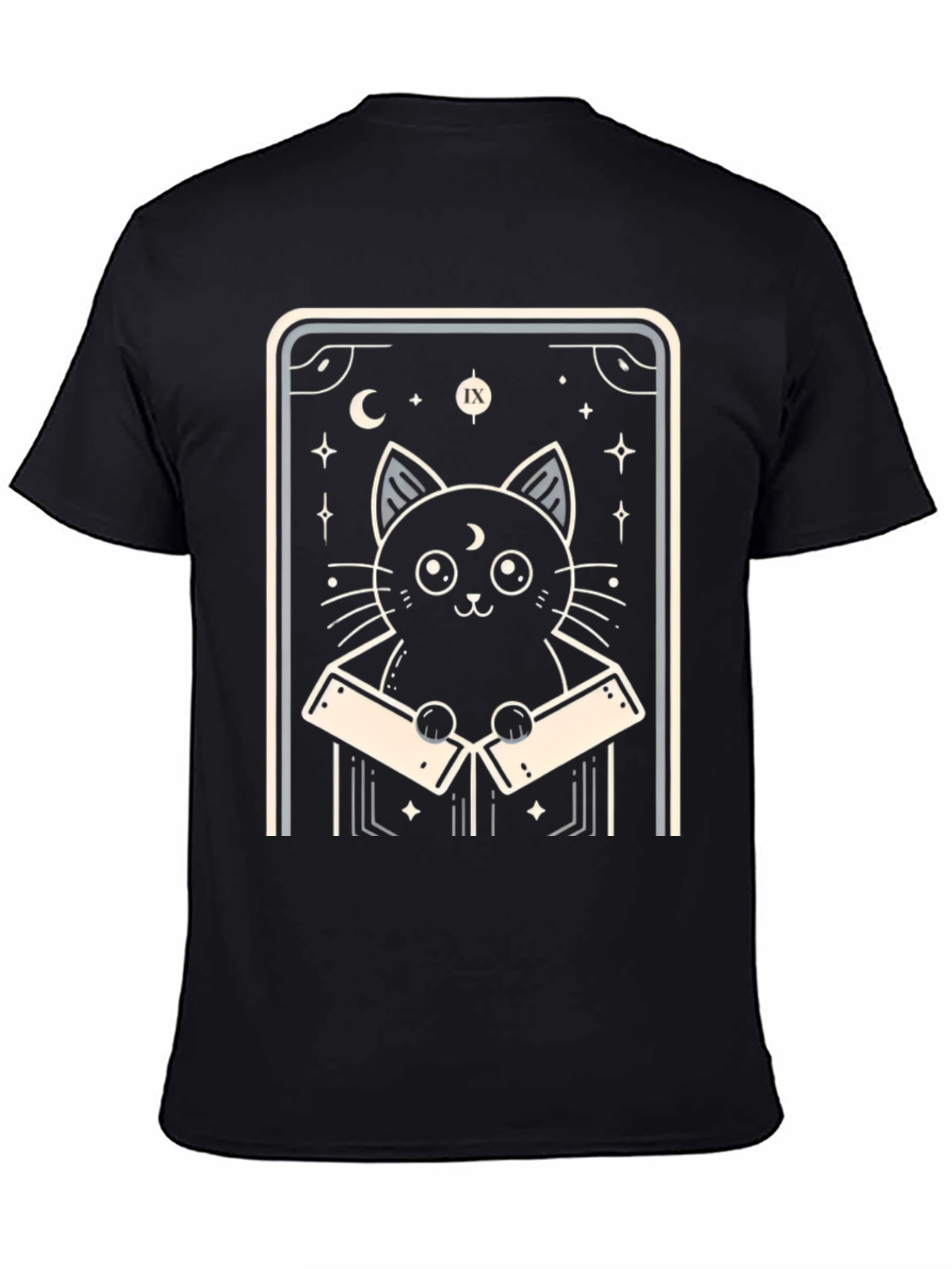 Black Mystic Cat Tarot Card T-Shirt view 4