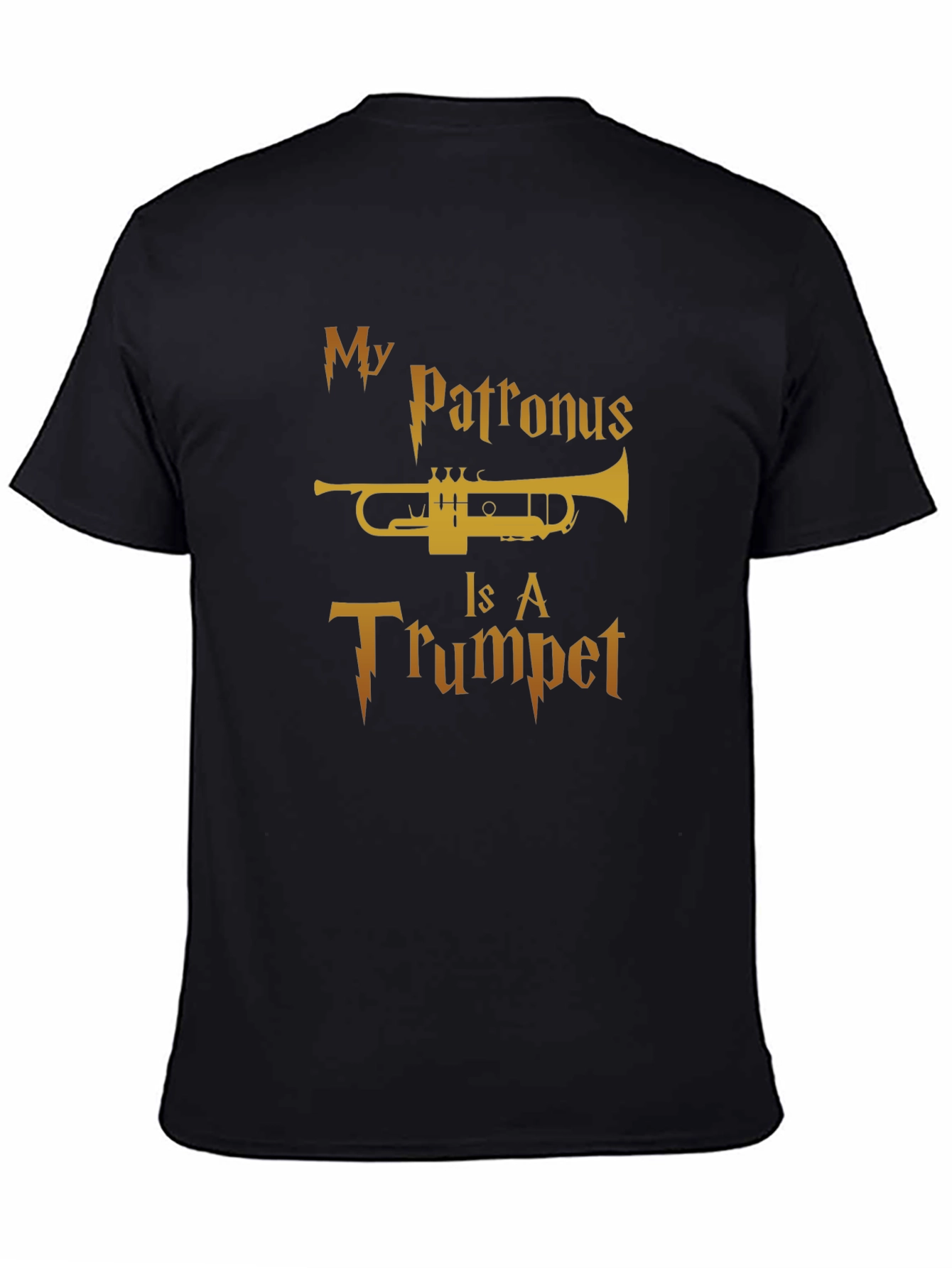 Black My Patronus is a Trumpet T-Shirt view 4