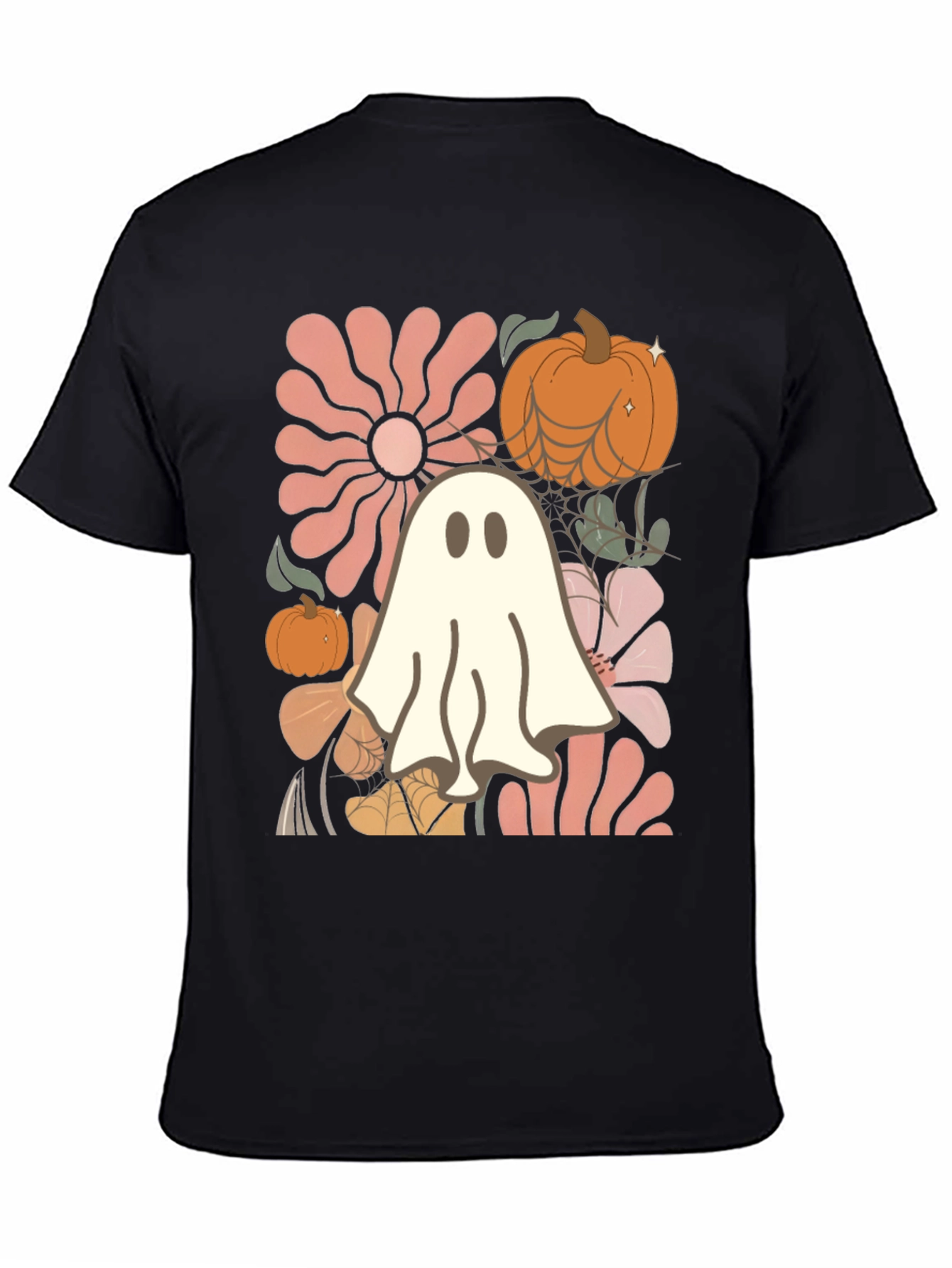 Black Spooky Season Ghost T-Shirt view 4