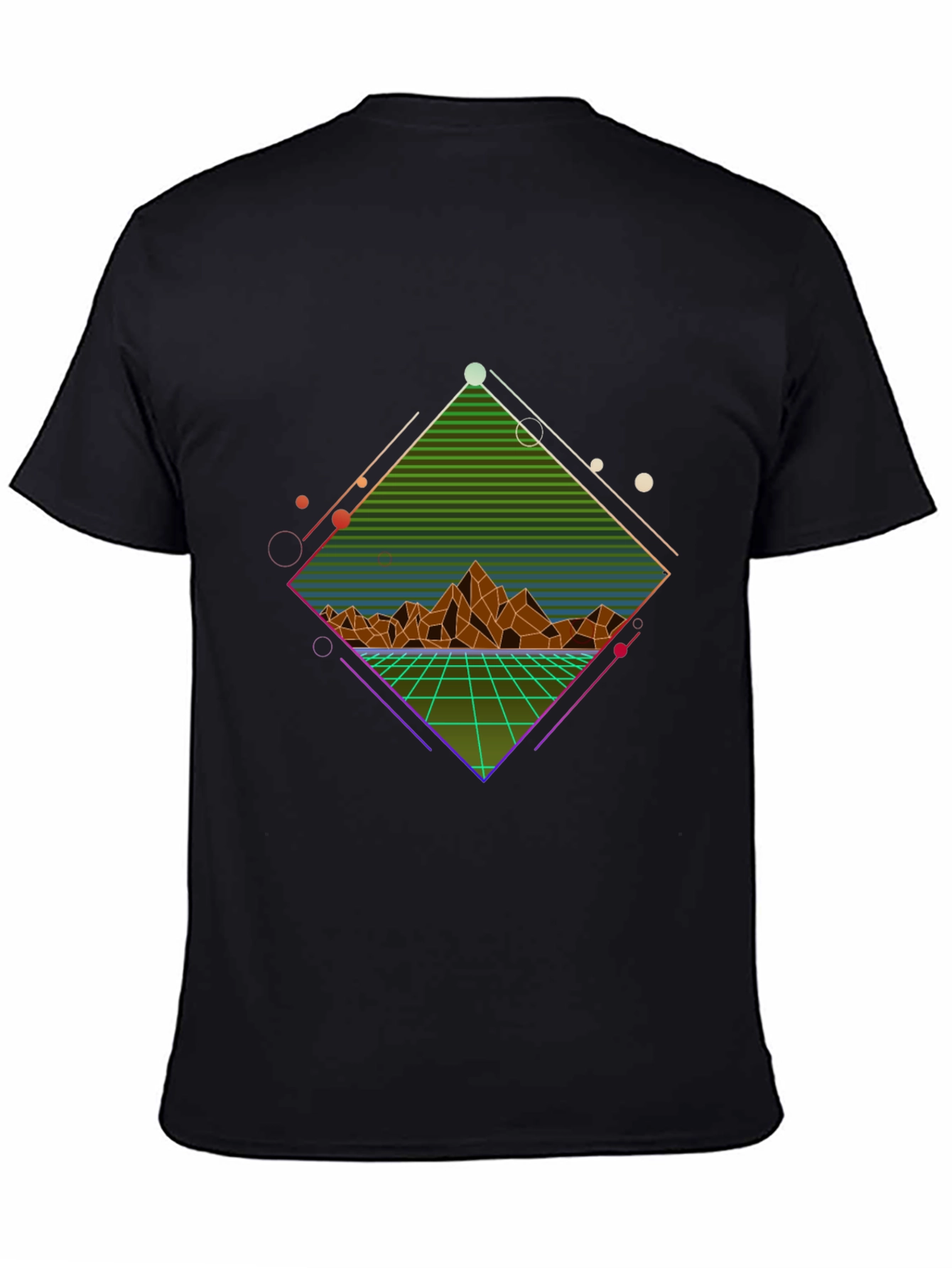 Black Retro Geometric Mountain T-Shirt view 4