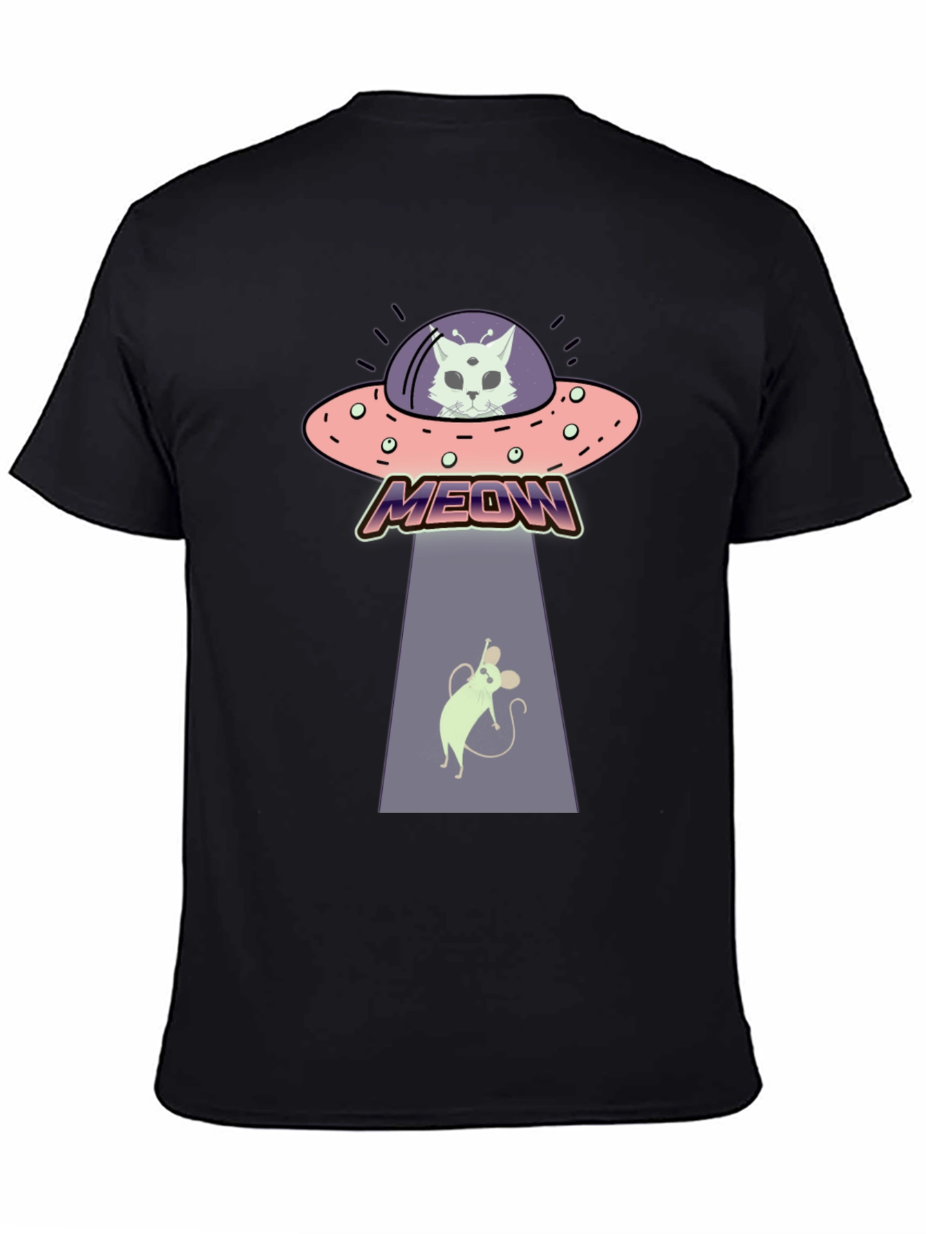Alien Cat Abduction T-Shirt - Meow! - 4
