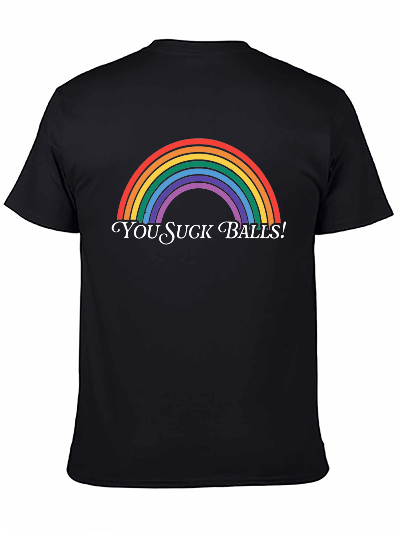 Black Rainbow You Suck Balls Graphic Tee - Adult Humor view 4