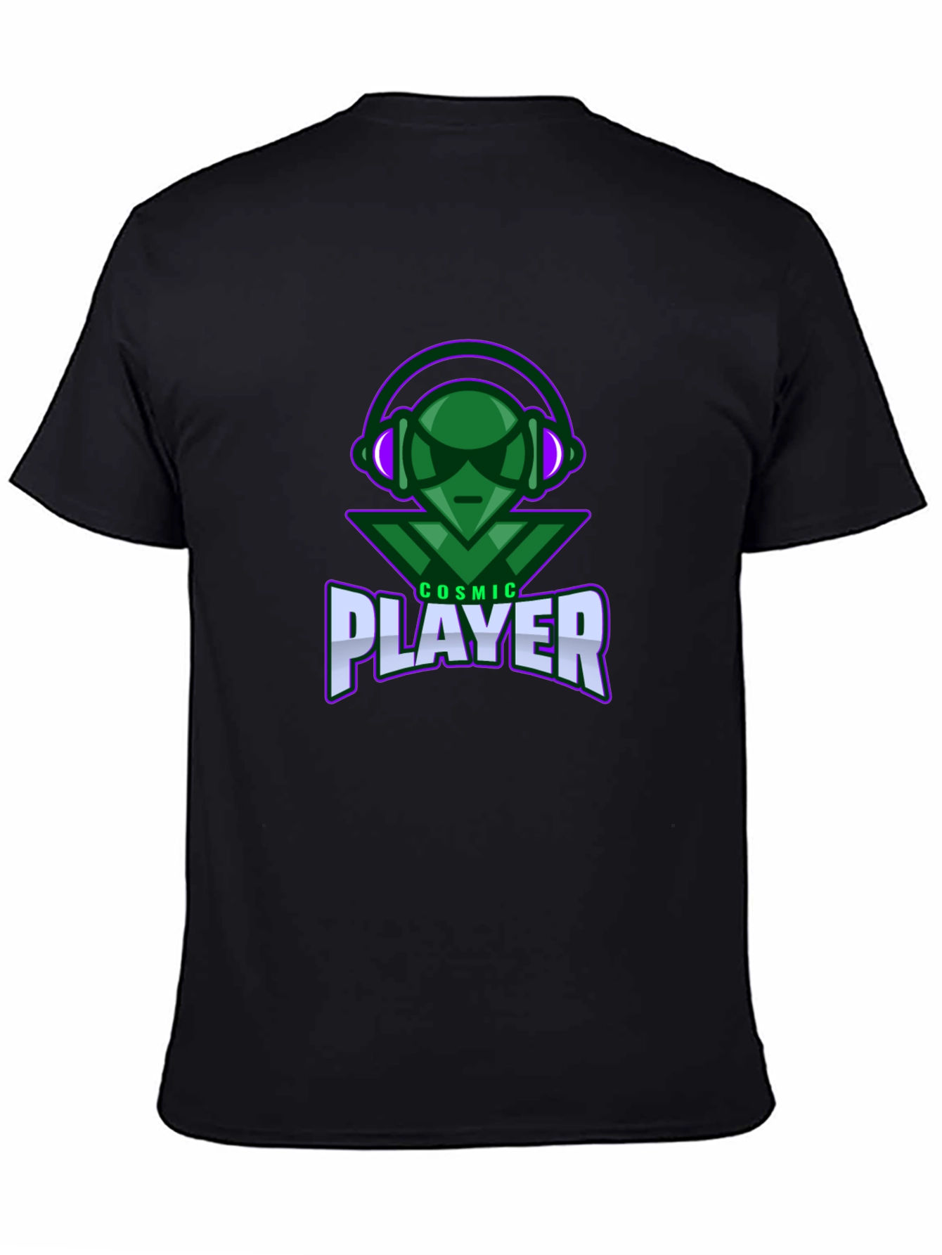 Black Cosmic Player Graphic T-Shirt - Black view 4