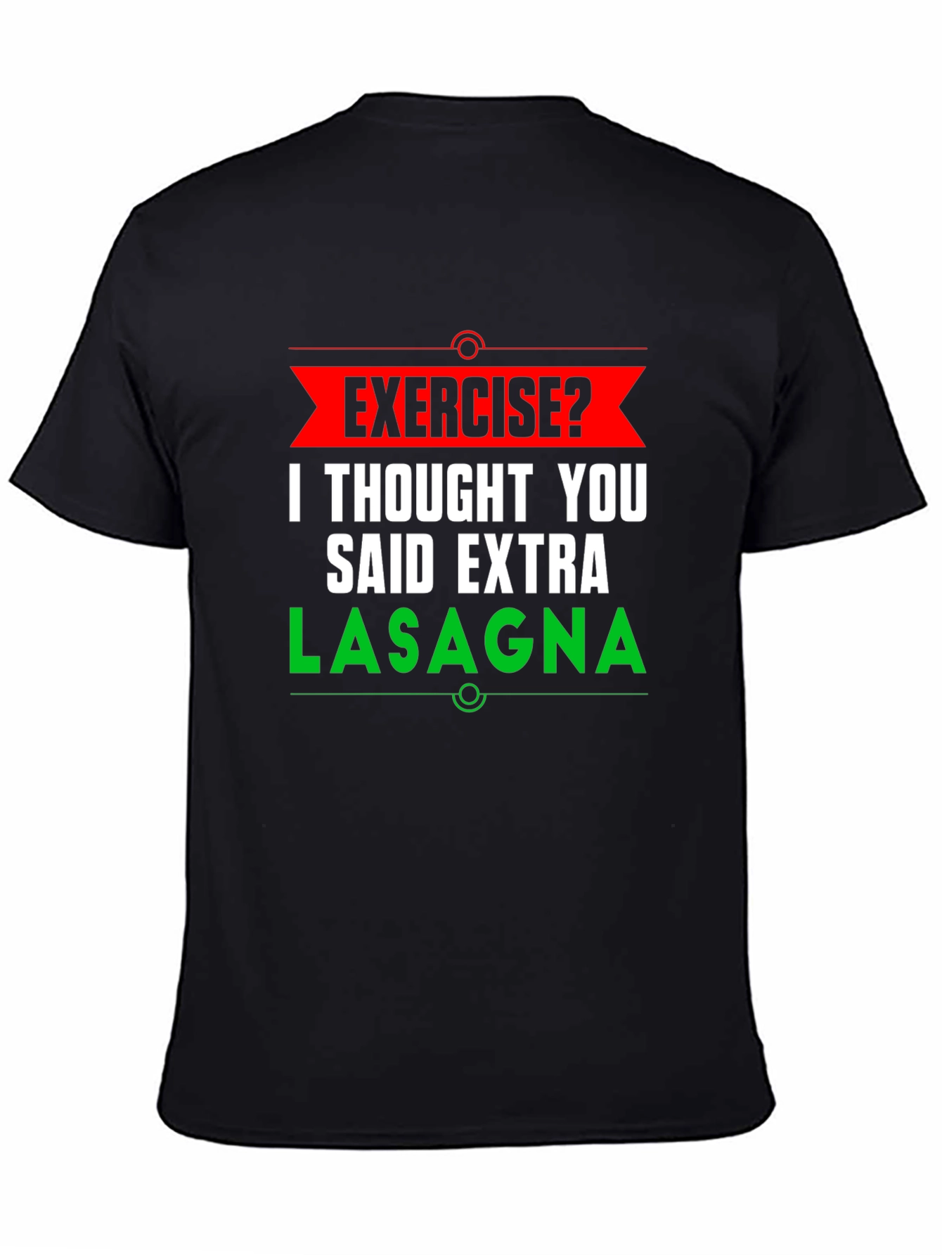 Black Funny Exercise Lasagna Graphic T-Shirt view 4