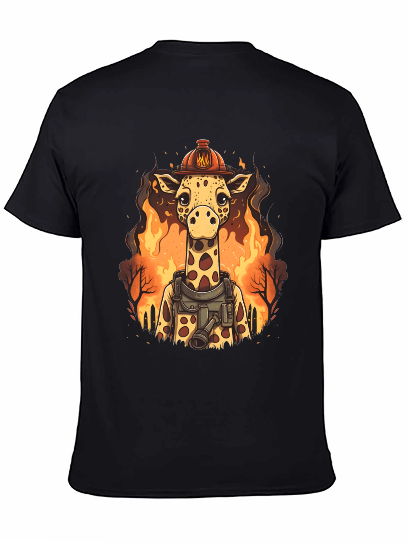 Black Giraffe Firefighter Graphic Tee view 4
