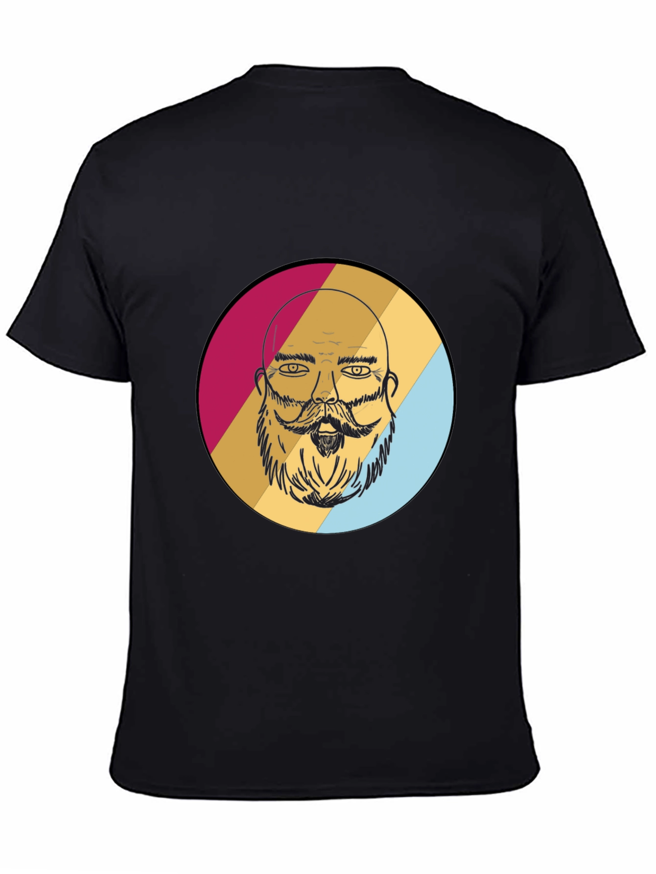 Black Bearded Man Graphic Tee - Retro Style view 4