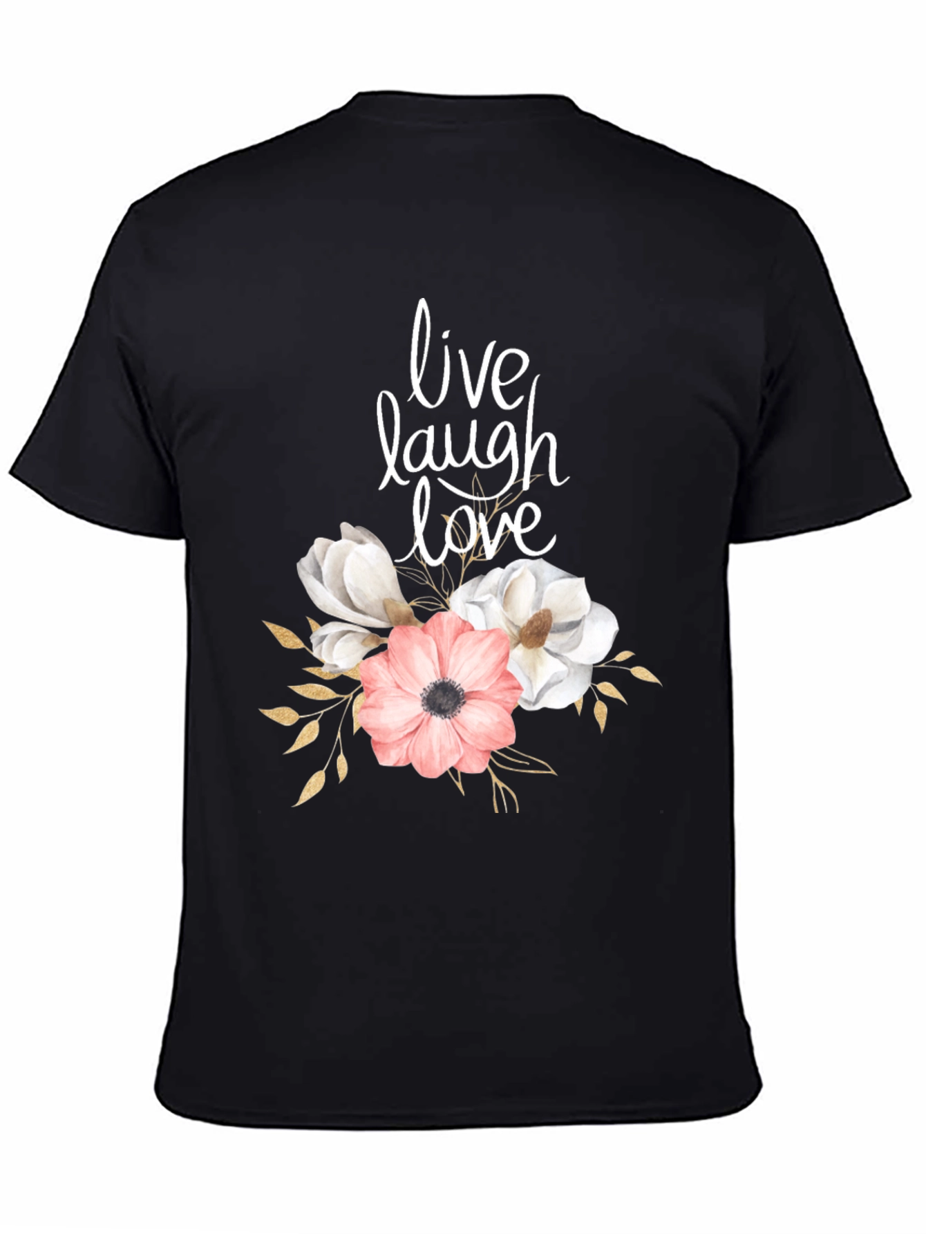 Black Live Laugh Love Floral Graphic T-Shirt view 4