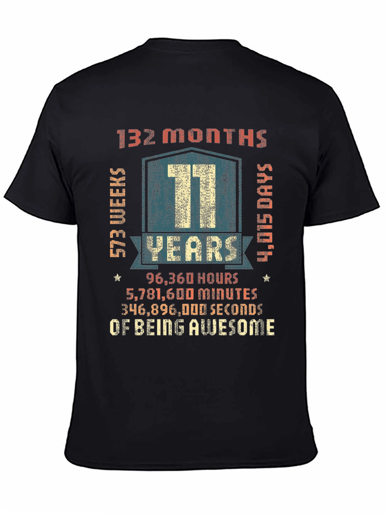 Black 11 Years of Being Awesome Graphic Tee view 4