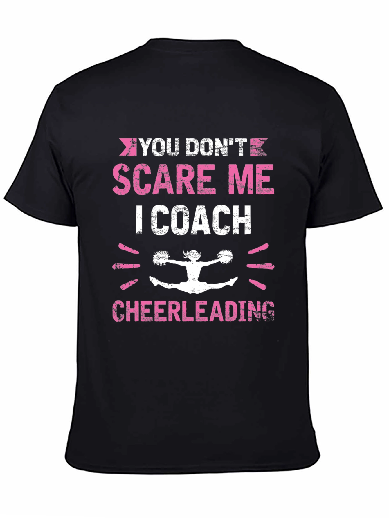 Black Cheerleading Coach Graphic Tee - Black Cotton T-Shirt view 4