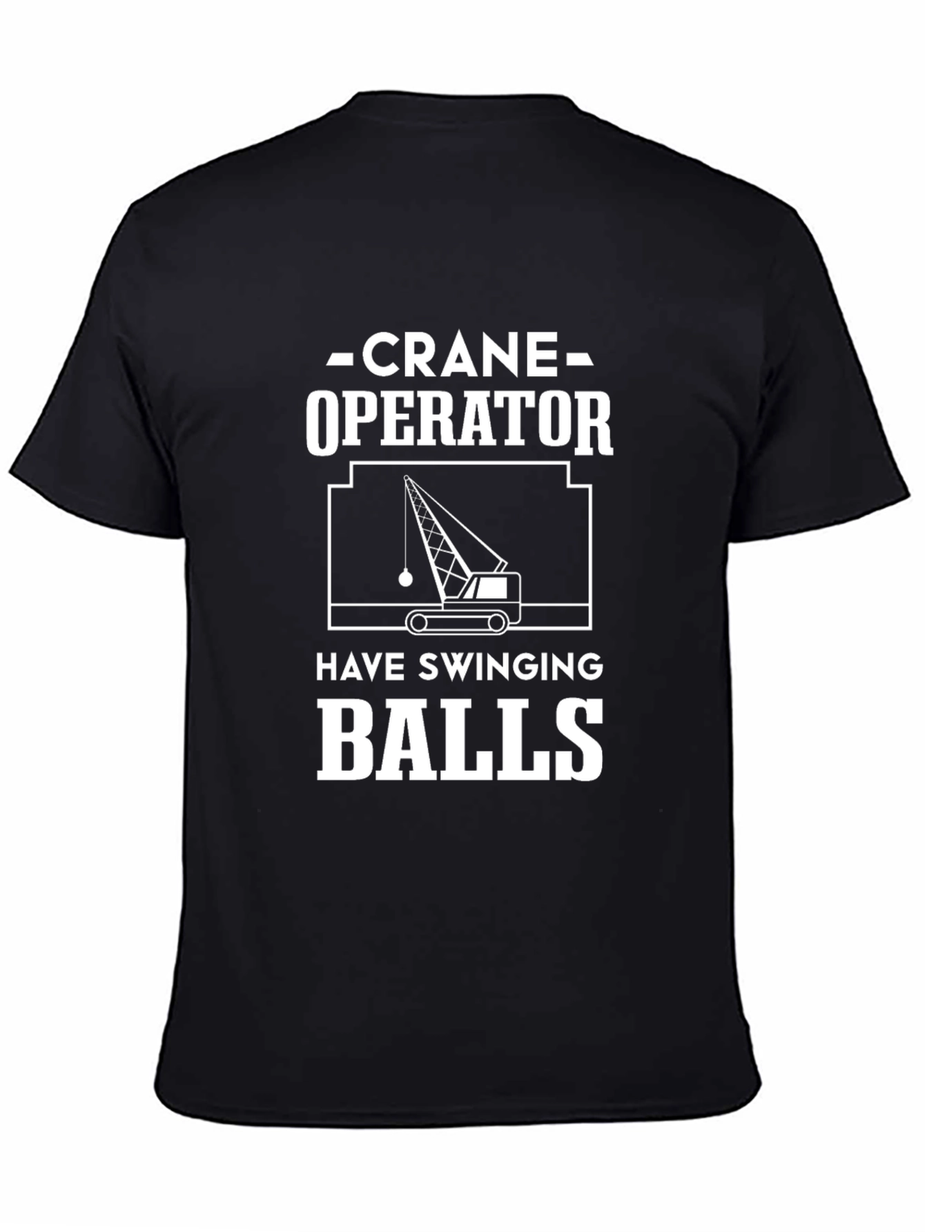 Black Crane Operator Swinging Balls Funny Graphic Tee view 4