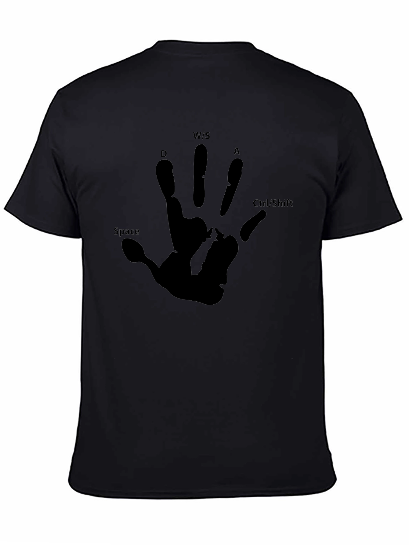 Black Gamer Handprint Black T-Shirt view 4