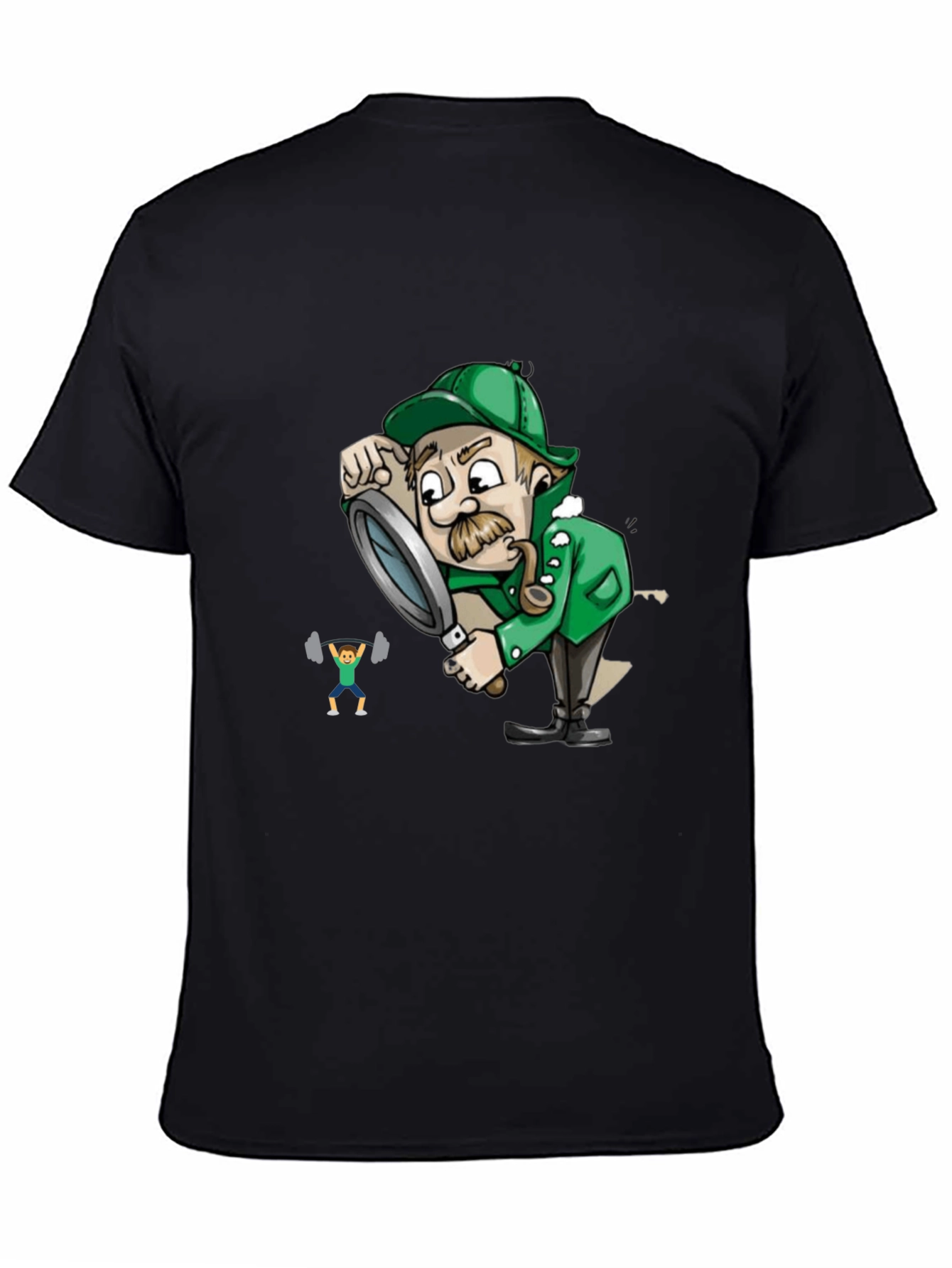Black Detective Cartoon Graphic Tee - Black view 4