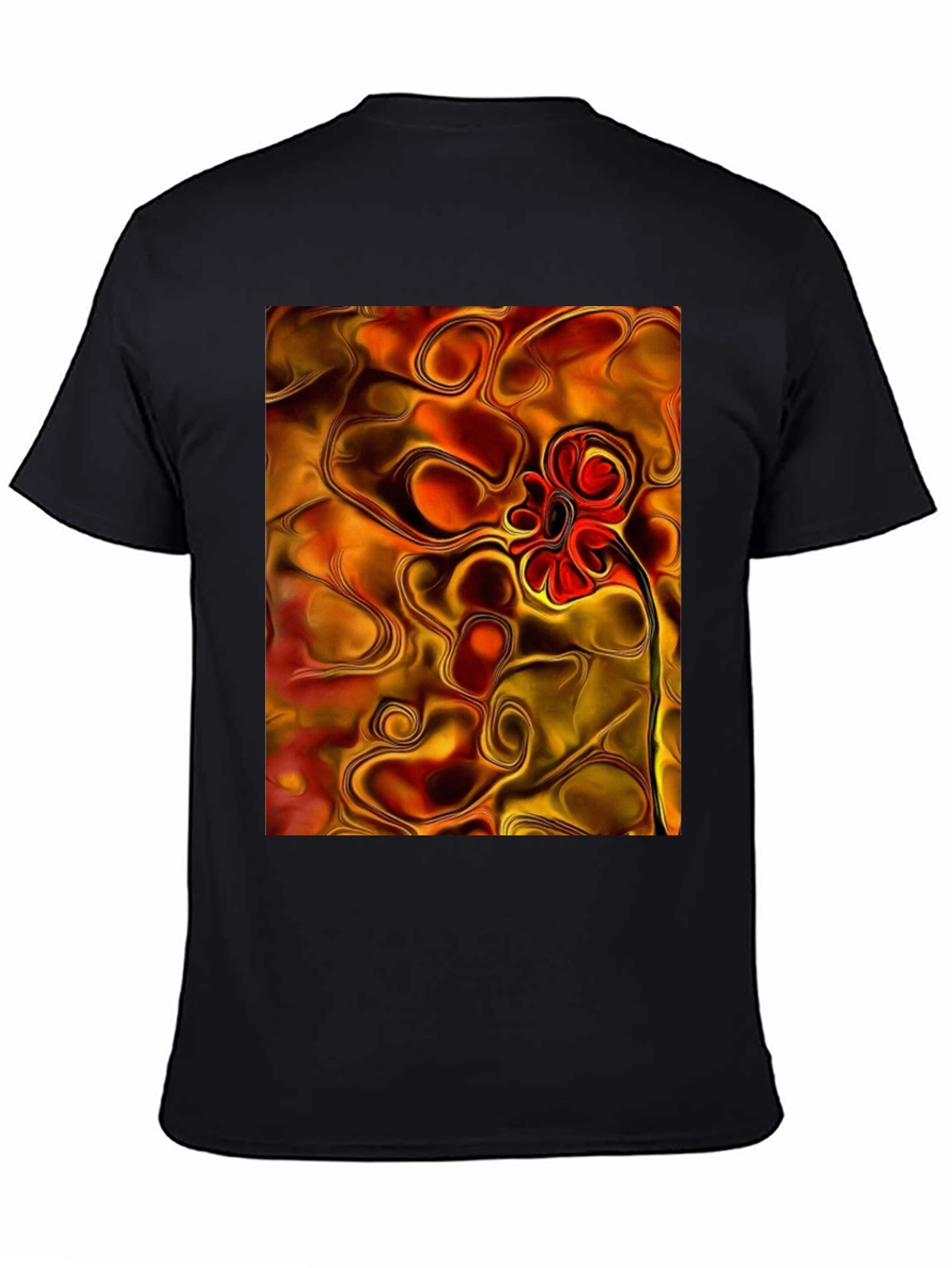 Black Abstract Flower Graphic Black T-Shirt view 4