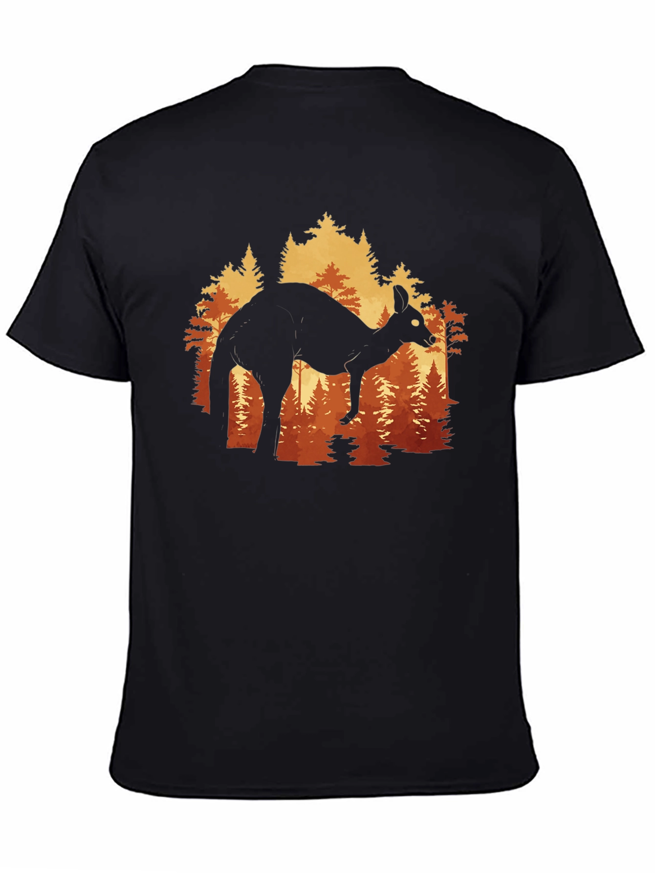 Black Kangaroo Forest Silhouette Graphic Tee - Unisex view 4