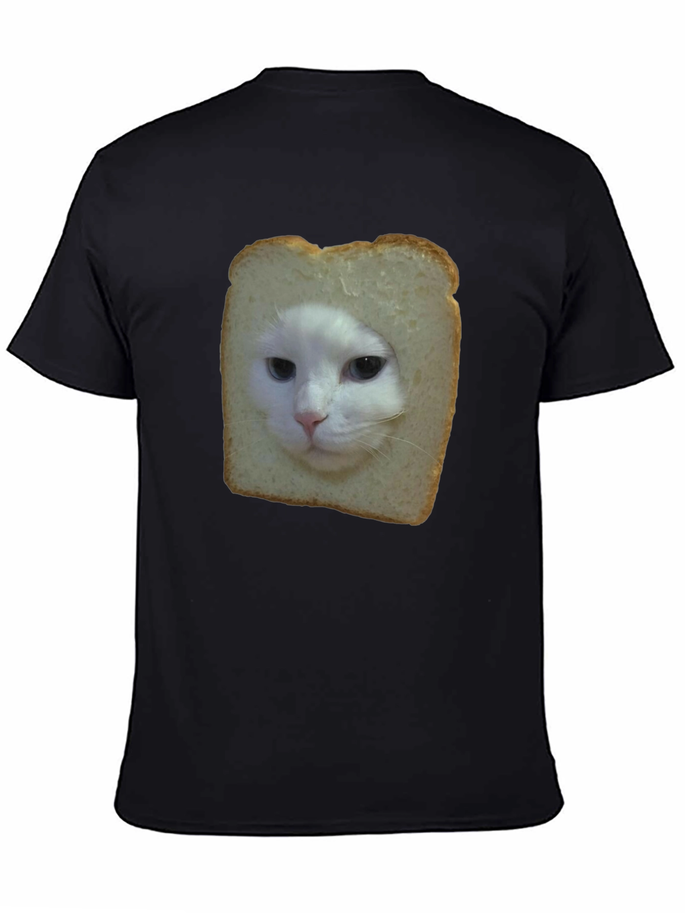 Black Cat in Bread Slice Black T-Shirt view 4