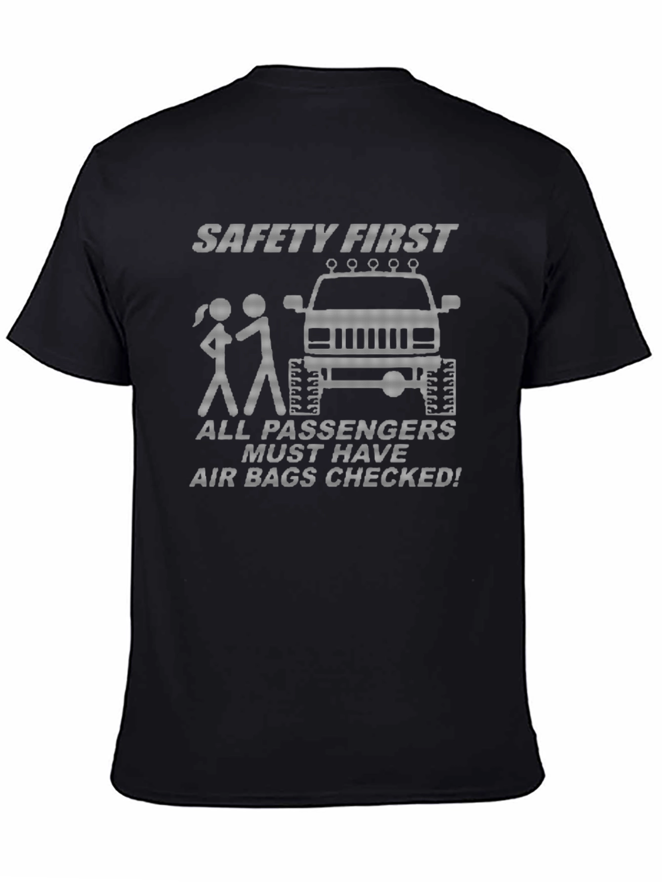 Black Safety First Air Bags Checked Black T-Shirt view 4
